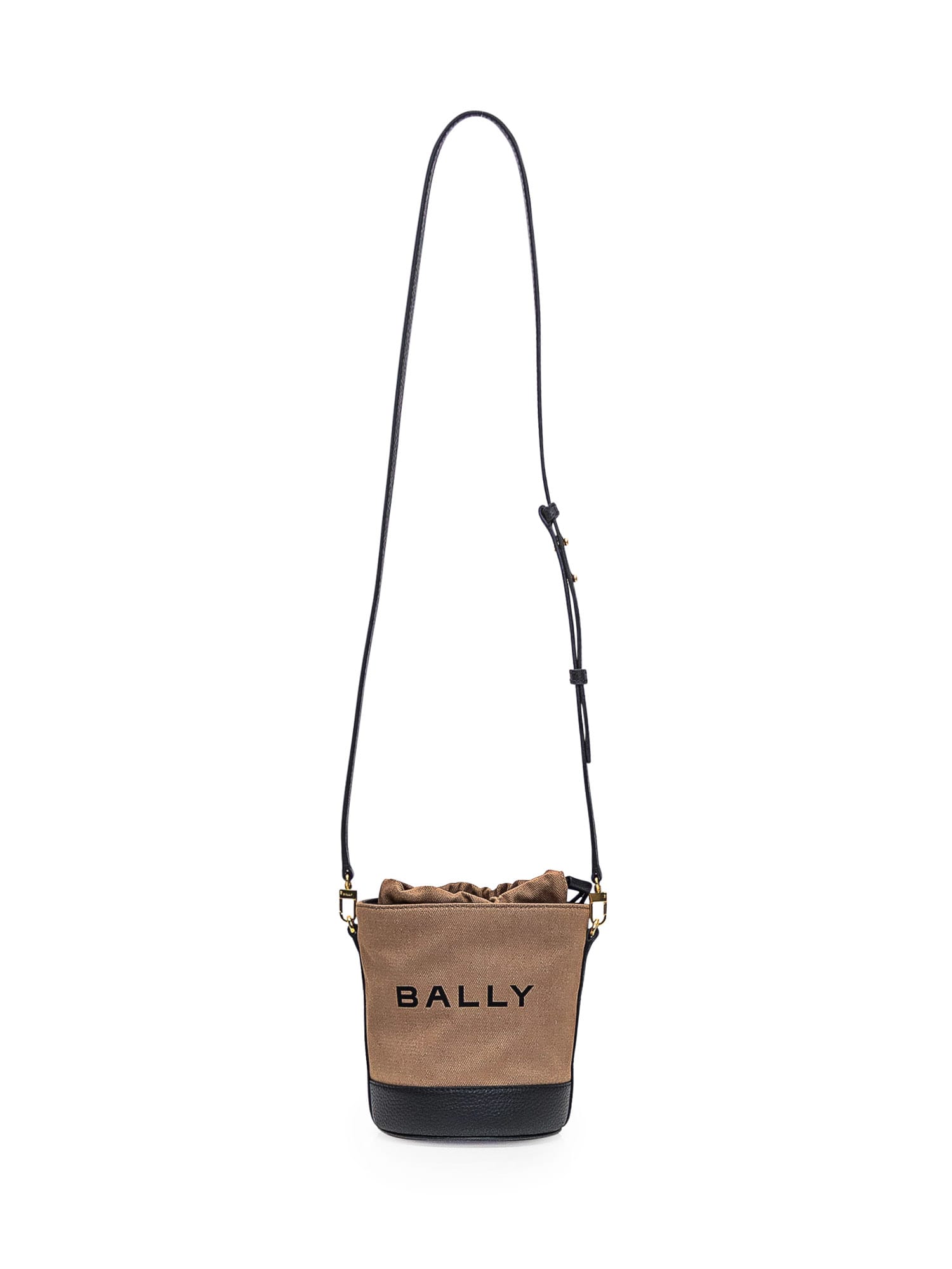 Shop Bally Mini Bucket Bag In Sand/black+oro