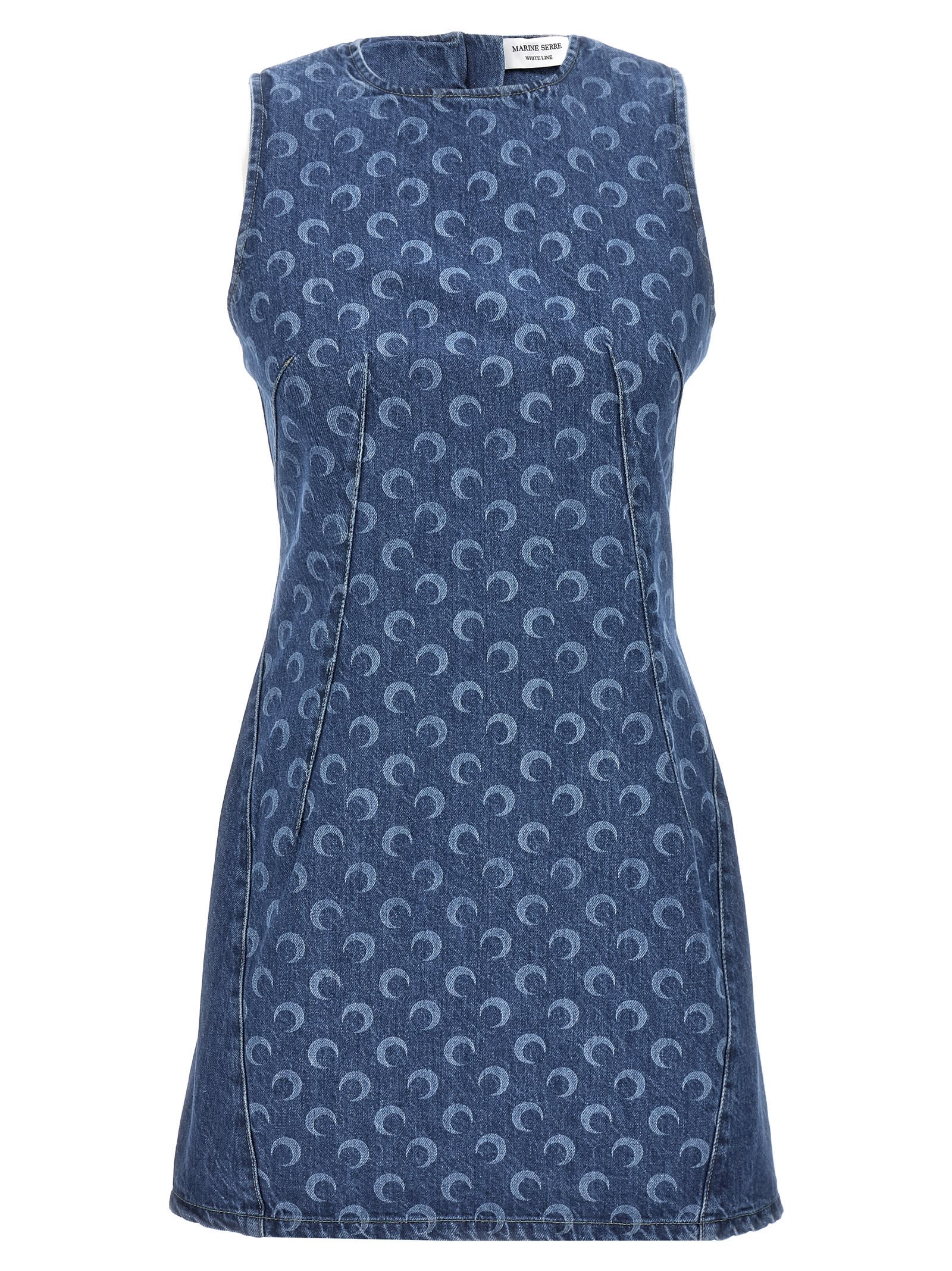 Shop Marine Serre Logo Print Dress In Blu