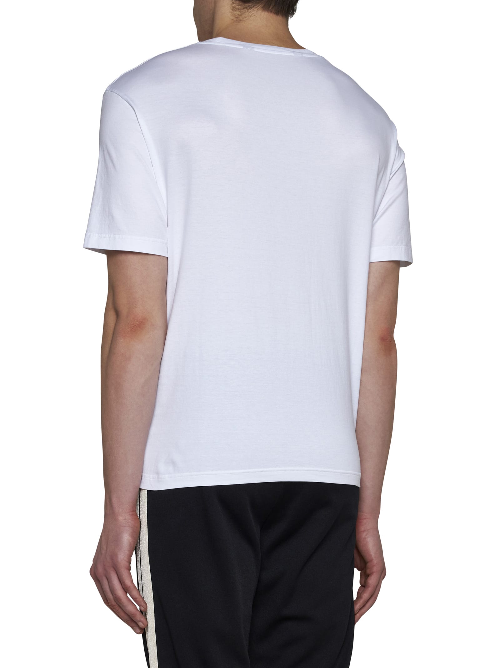 Palm Angels White Short-sleeved T-shirt With Monogram Pa Embroidery In White