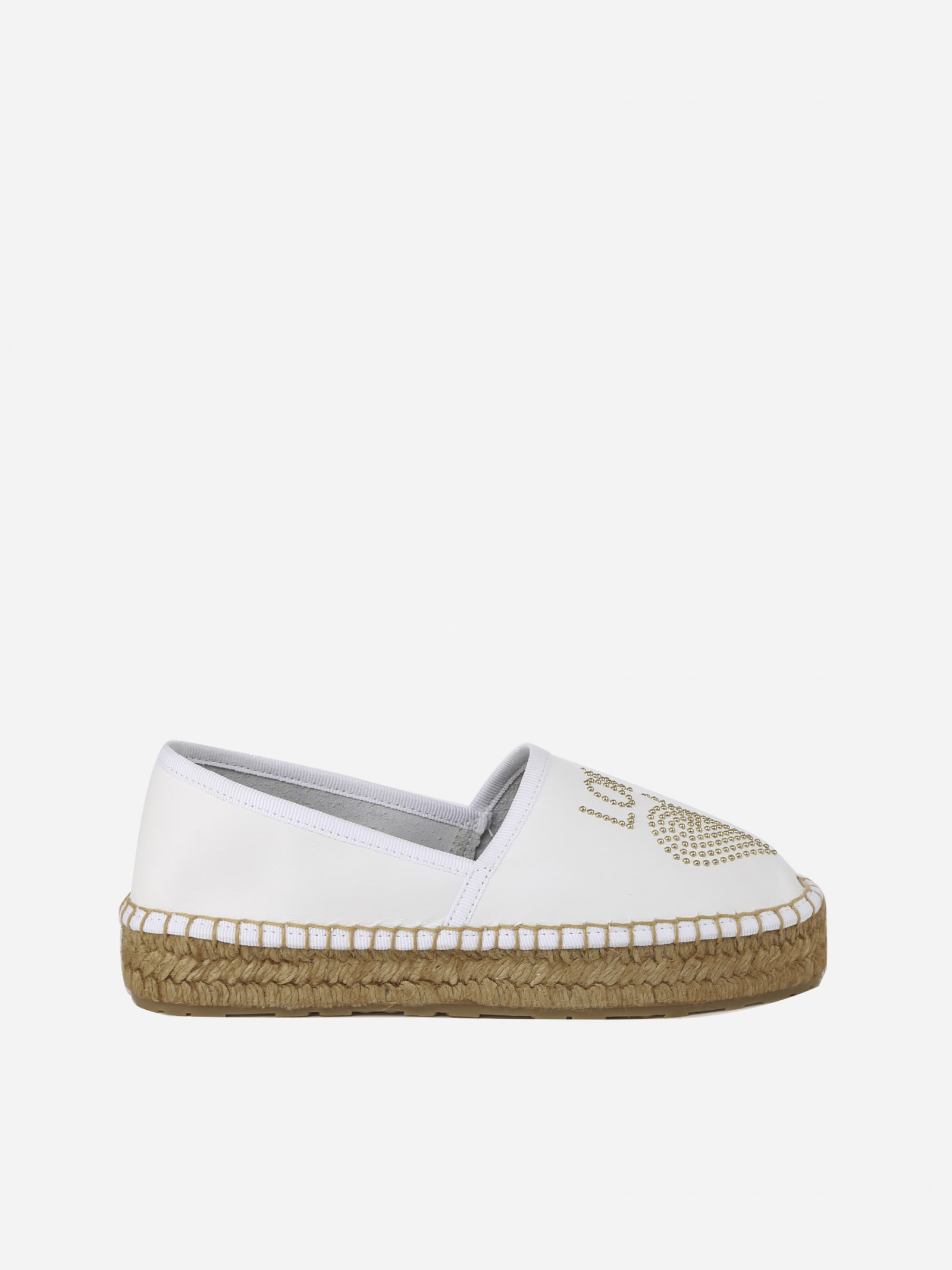 Buy Love Moschino Leather Espadrilles With Studs Detail online, shop Love Moschino shoes with free shipping