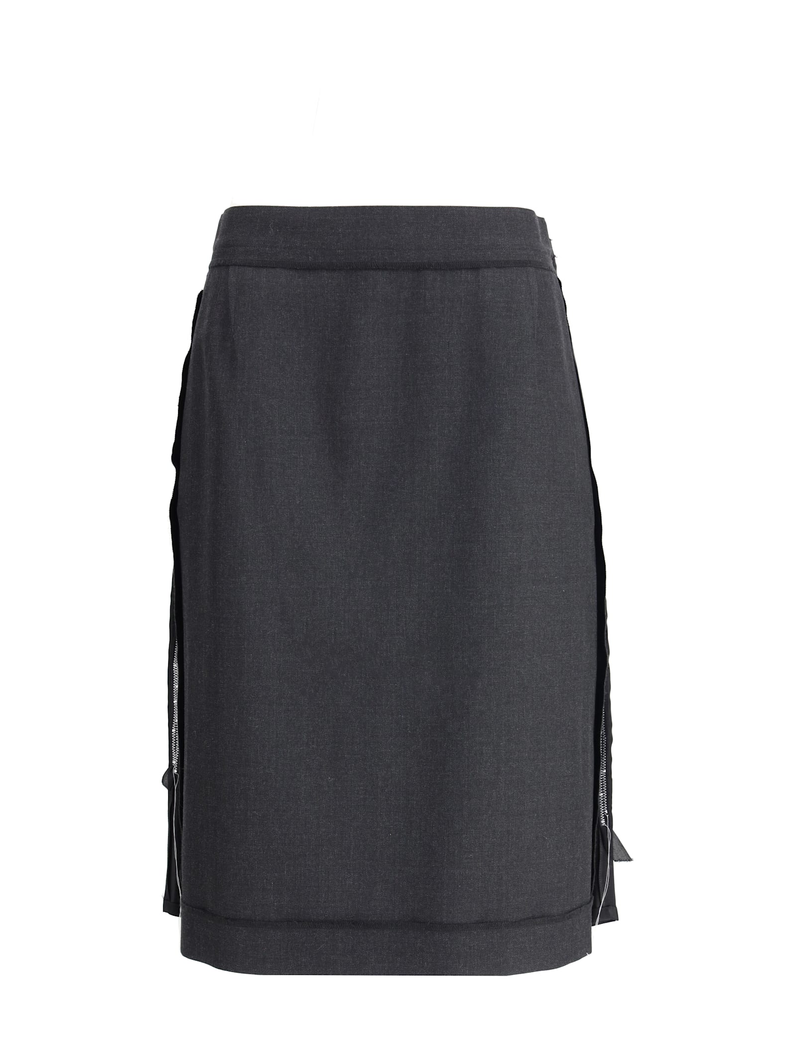 Maison Margiela Wool Midi Skirt In Blue