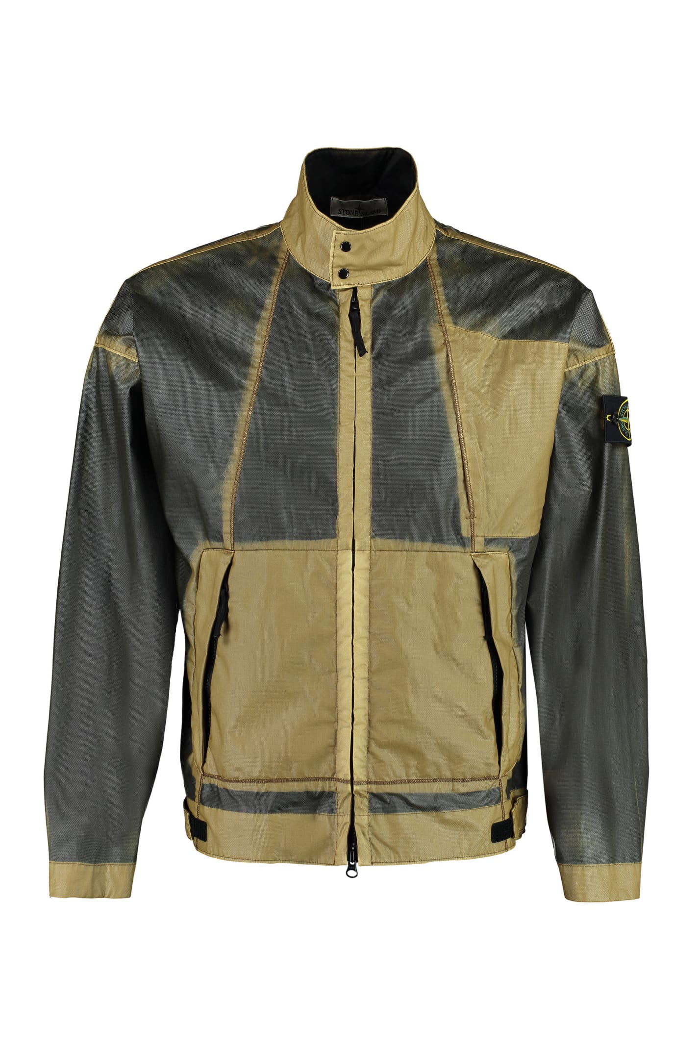 Shop Stone Island Techno Fabric Jacket In Beige