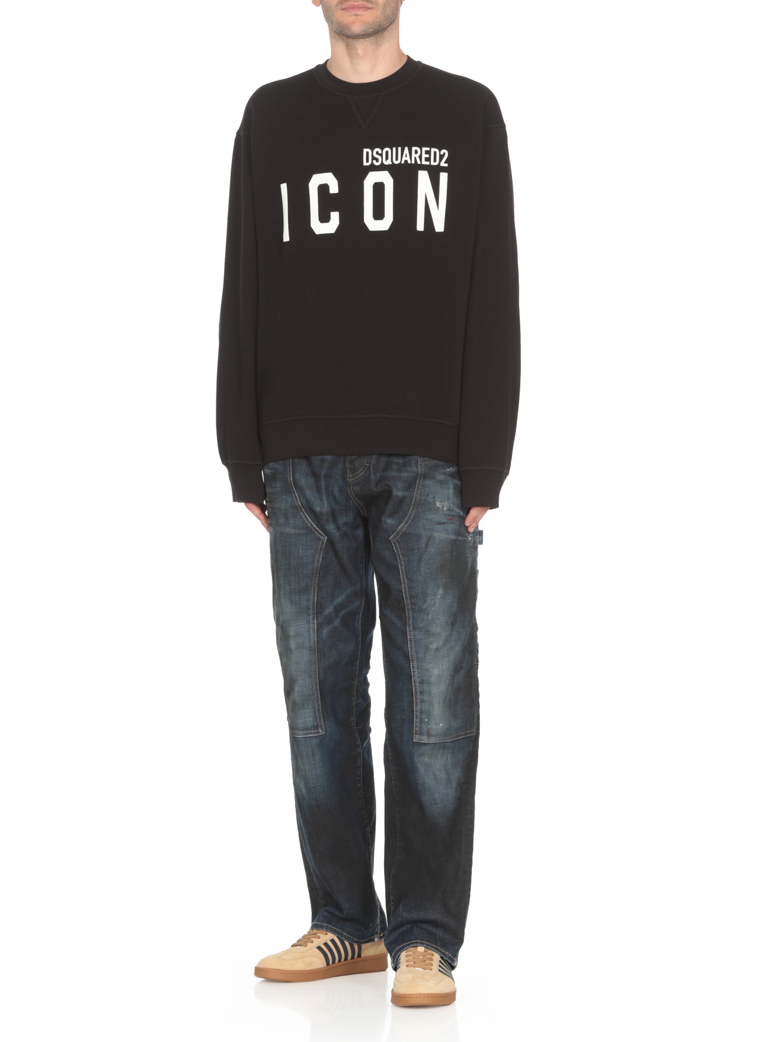 Dsquared2 Icon-print Crew Neck Sweatshirt In Black