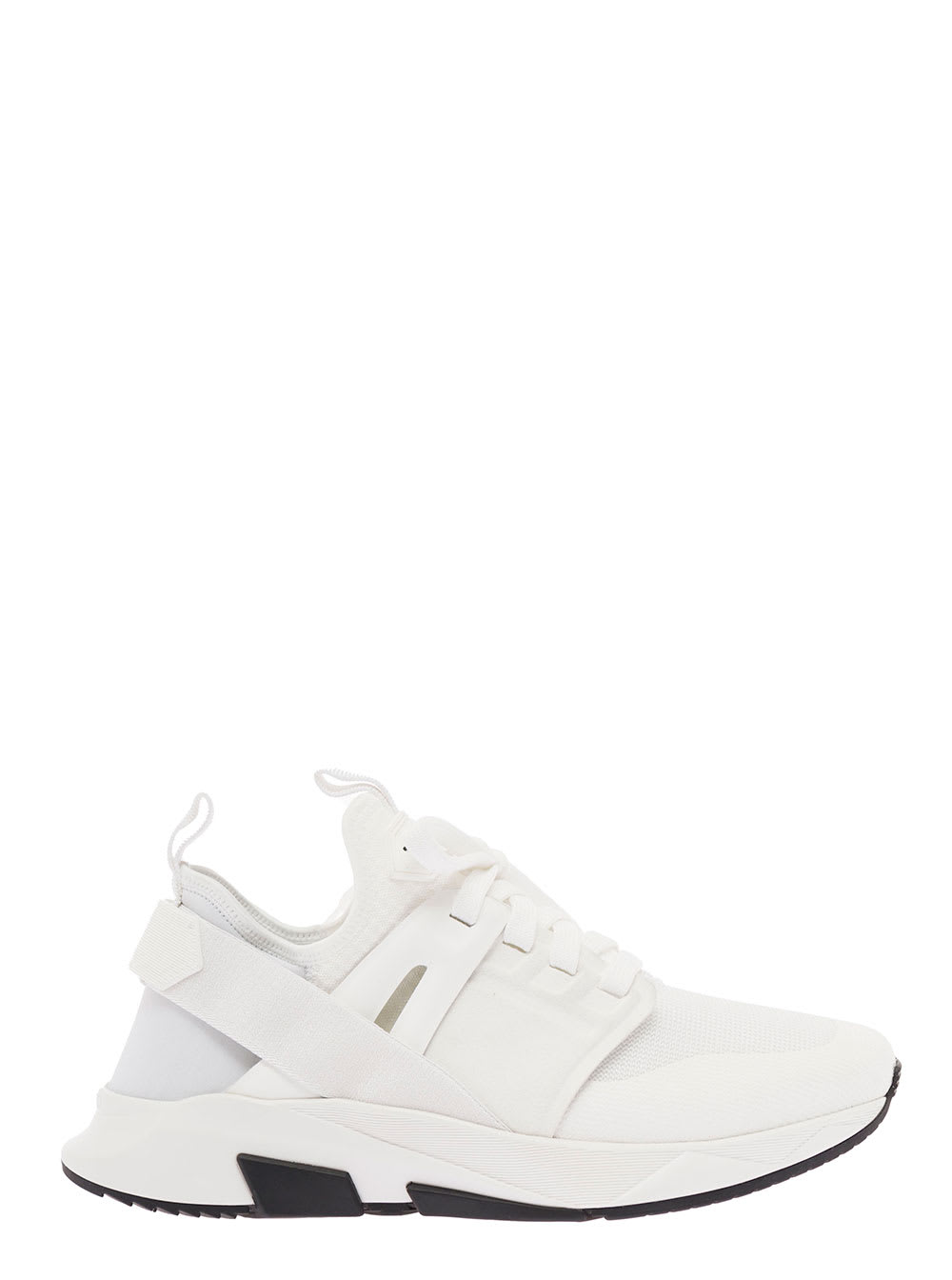 Tom Ford Mans White Mix Of Materials Sneakers