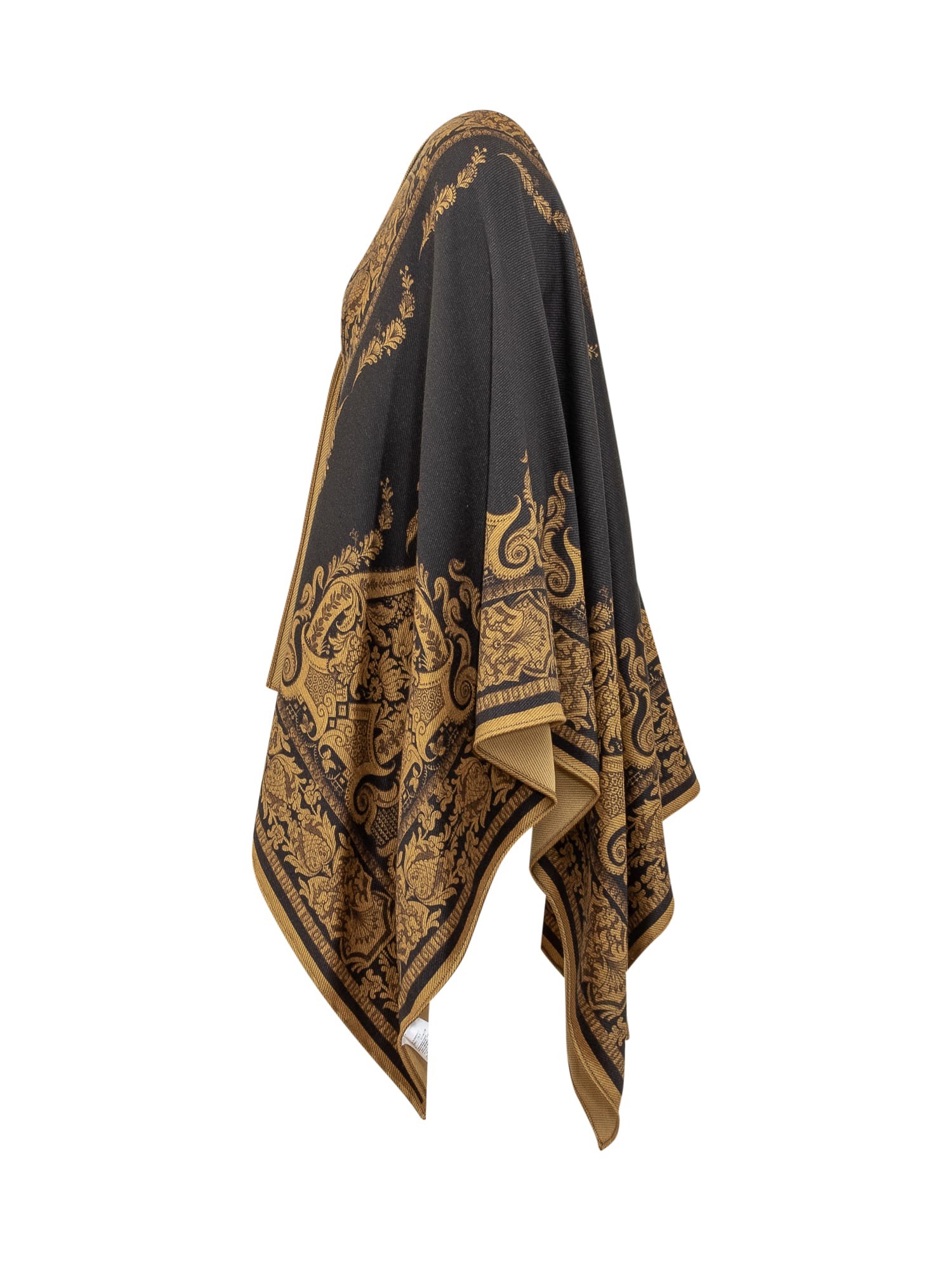 Shop Etro Poncho In Nero