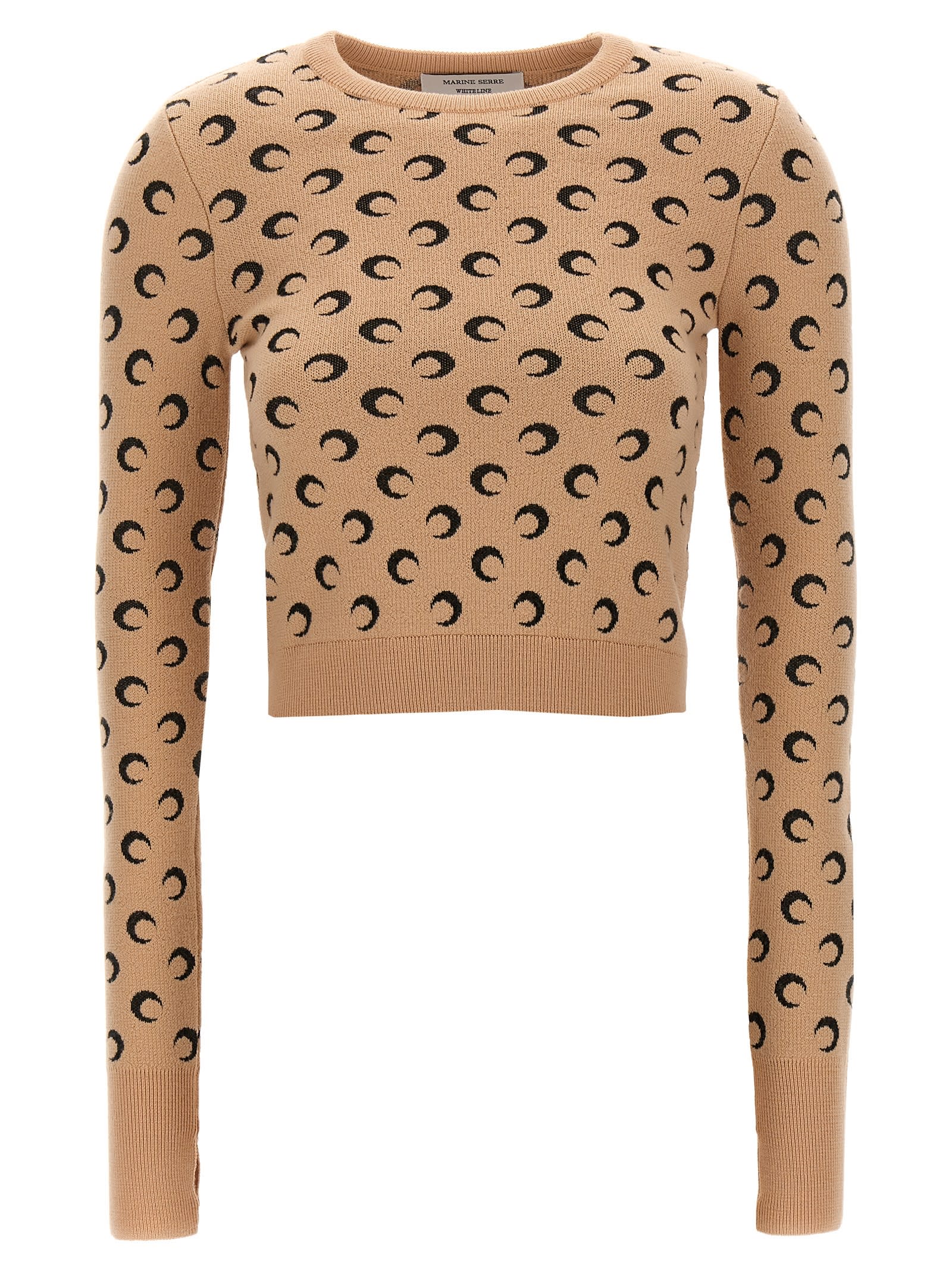 Shop Marine Serre Moon Jacquard Sweater In Beige