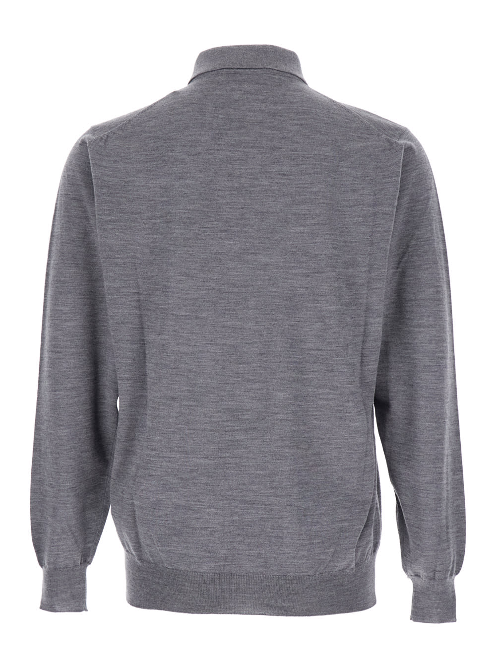 Lardini Grey Polo Shirt With Classic Collar And Dropped Shoulders In Wool Man In Gray