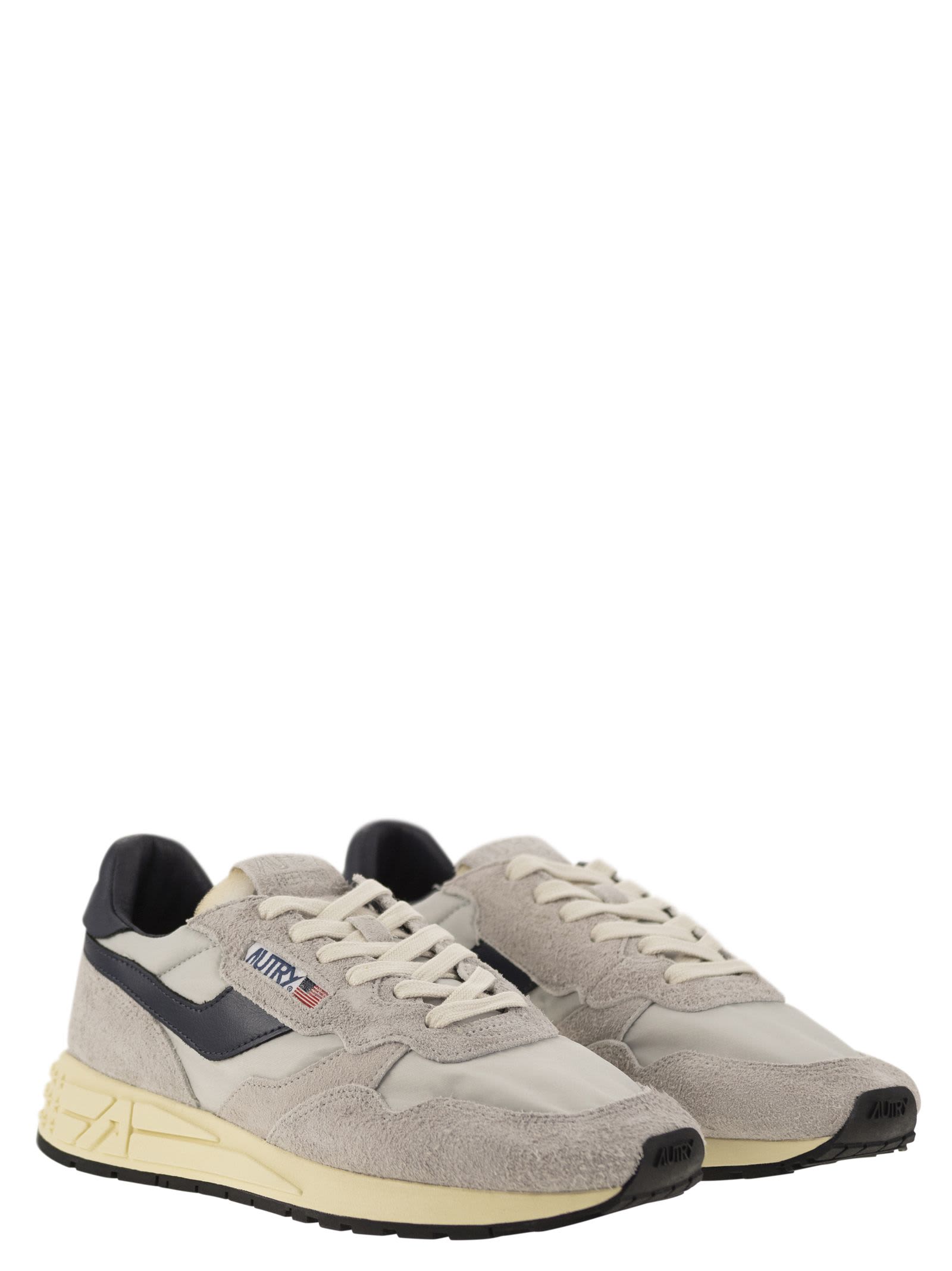 Shop Autry Reelwind - Suede And Technical Textile Trainer In Light Grey