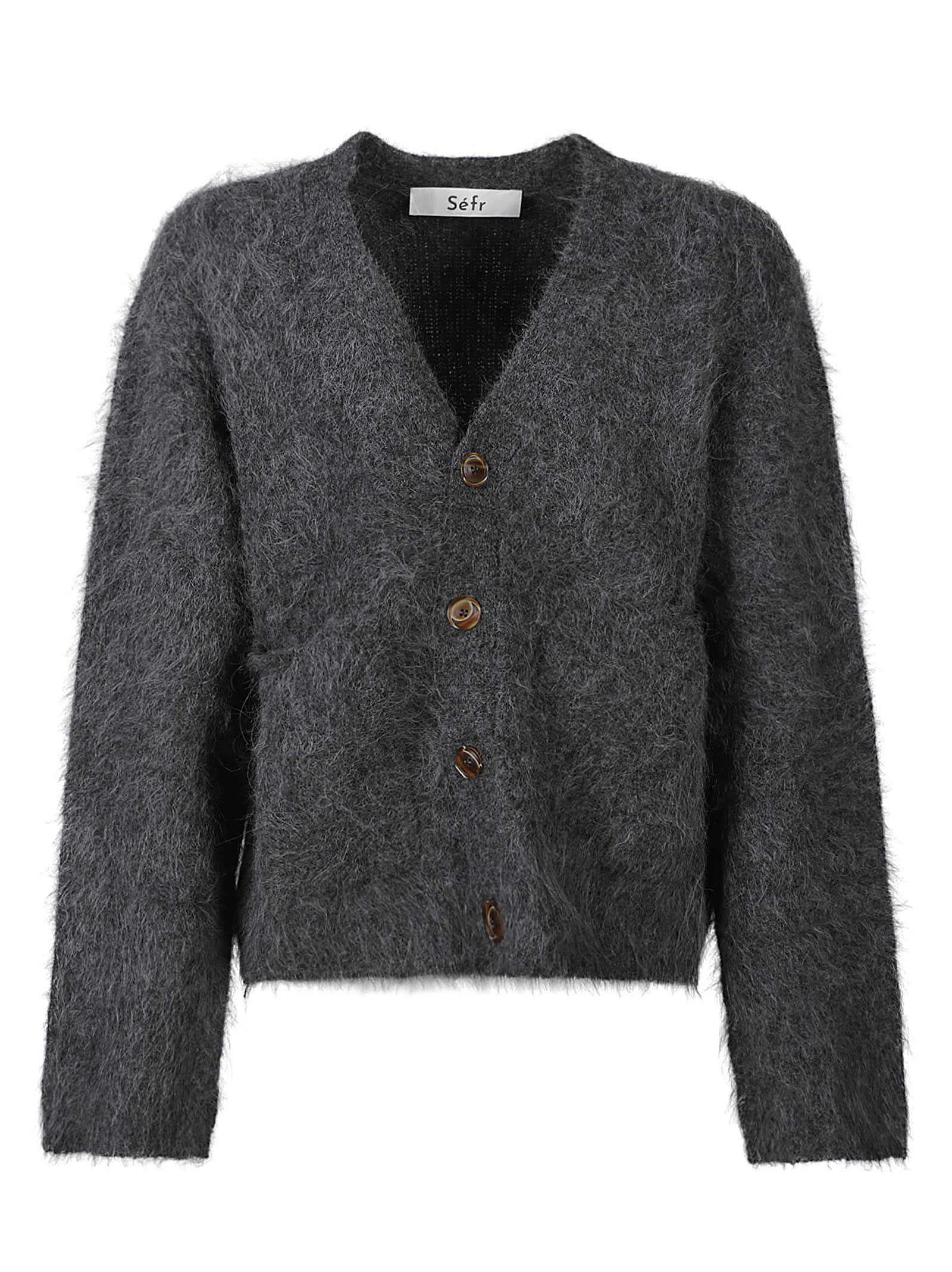 Shop Séfr Lee Cardigan In Grey Mélange