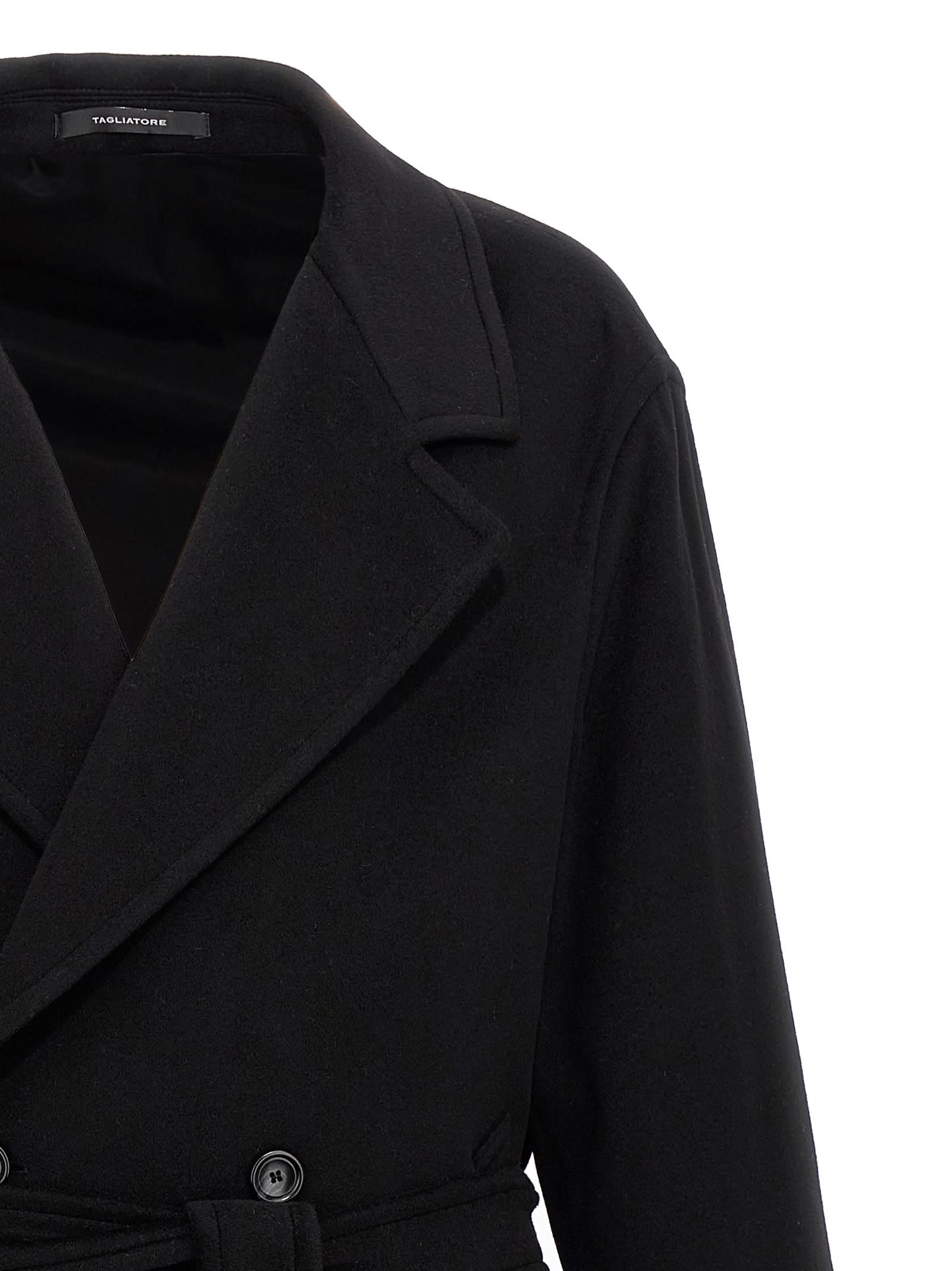 Shop Tagliatore Cashmere Double-breasted Coat In Black