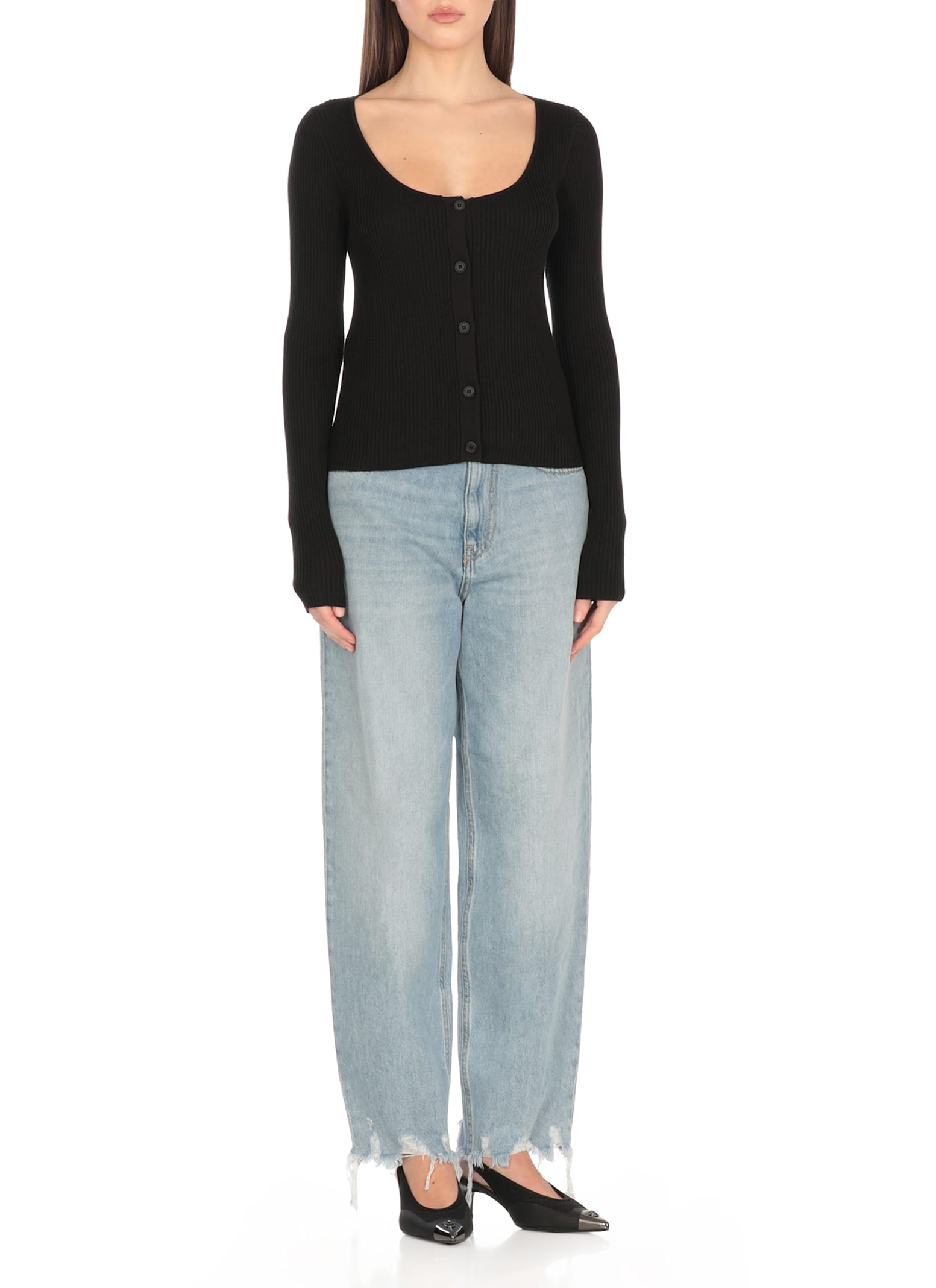 Pinko Cropped Cardigan With Bird Logo On The Back