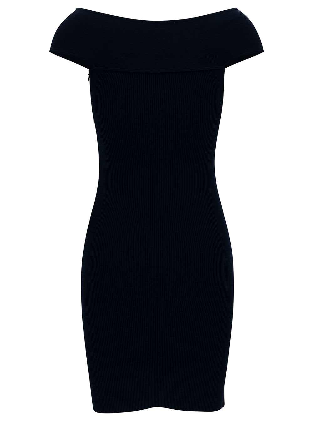 Shop Michael Kors Mini Blue Sheath Dress With Criss-cross Neckline In Viscose Blend Woman In Midnight Blue