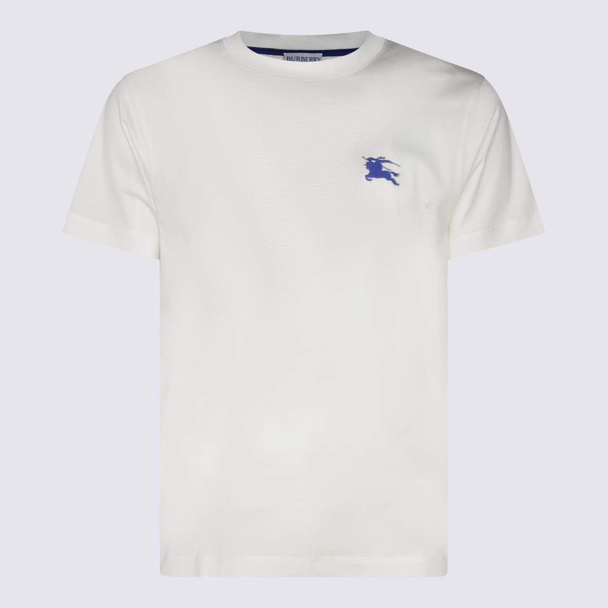 Shop Burberry White Cotton T-shirt In Salt