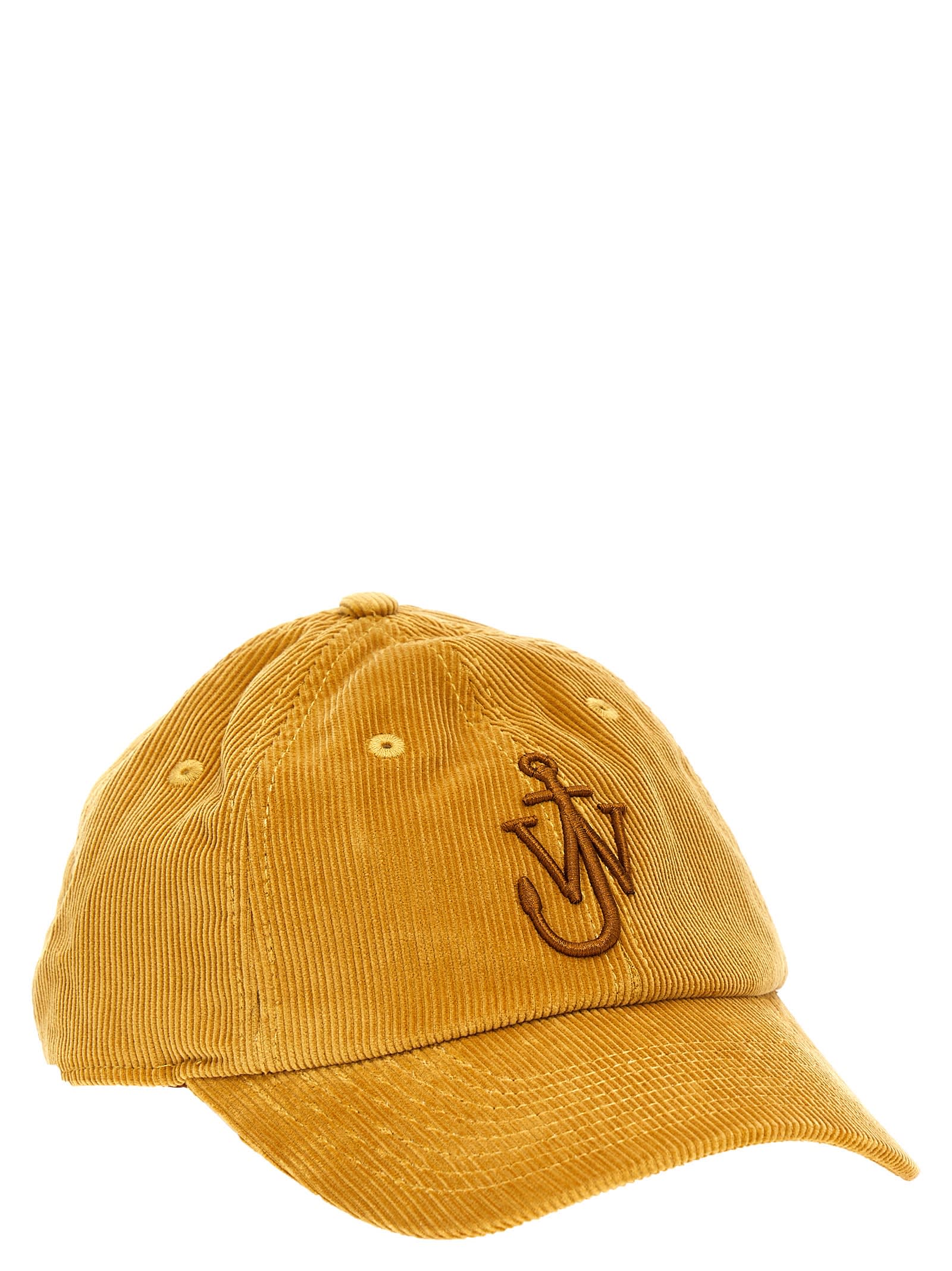 Shop Jw Anderson Logo Embroidery Velvet Cap In Dark Brown