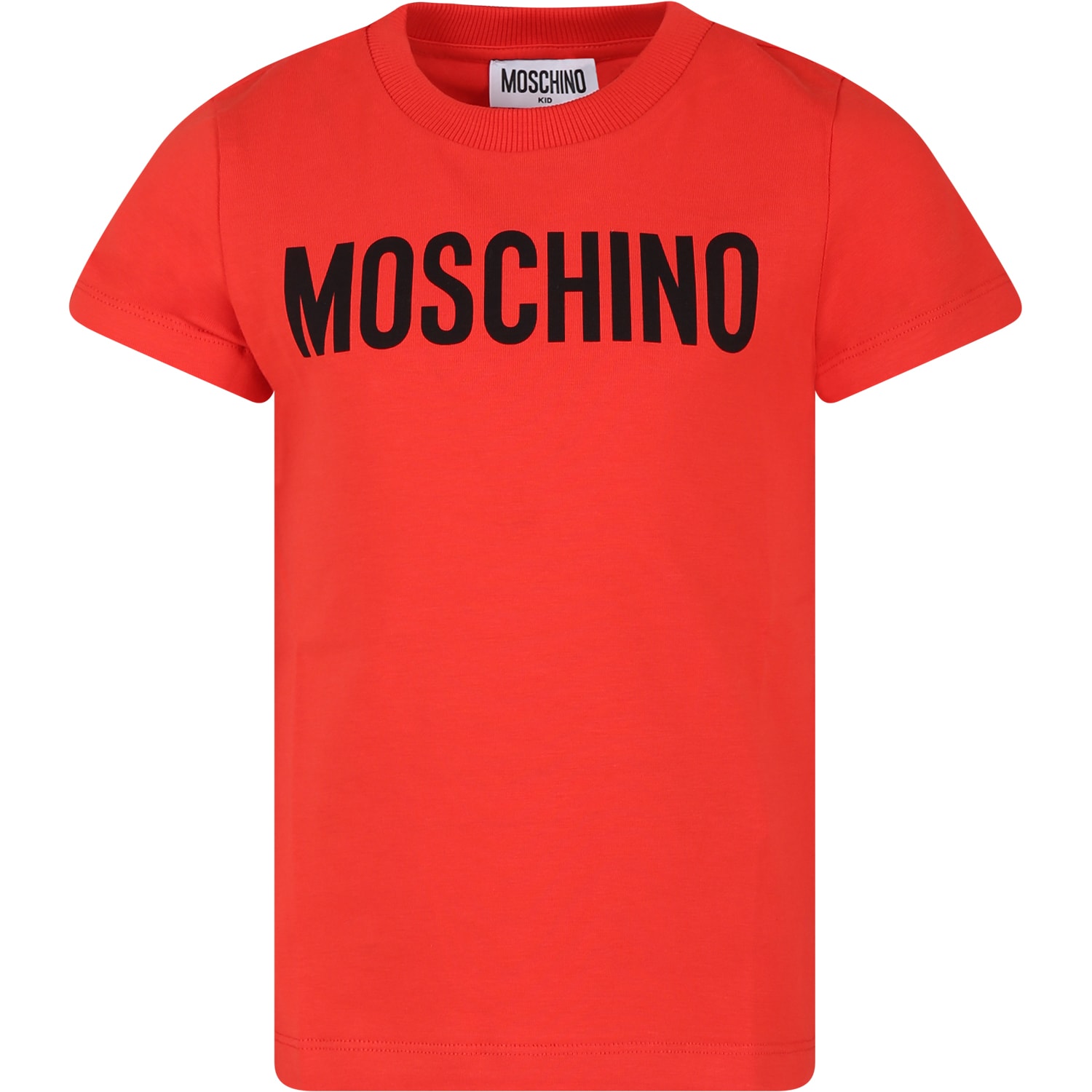 Shop Moschino Red T-shirt For Kids With Logo