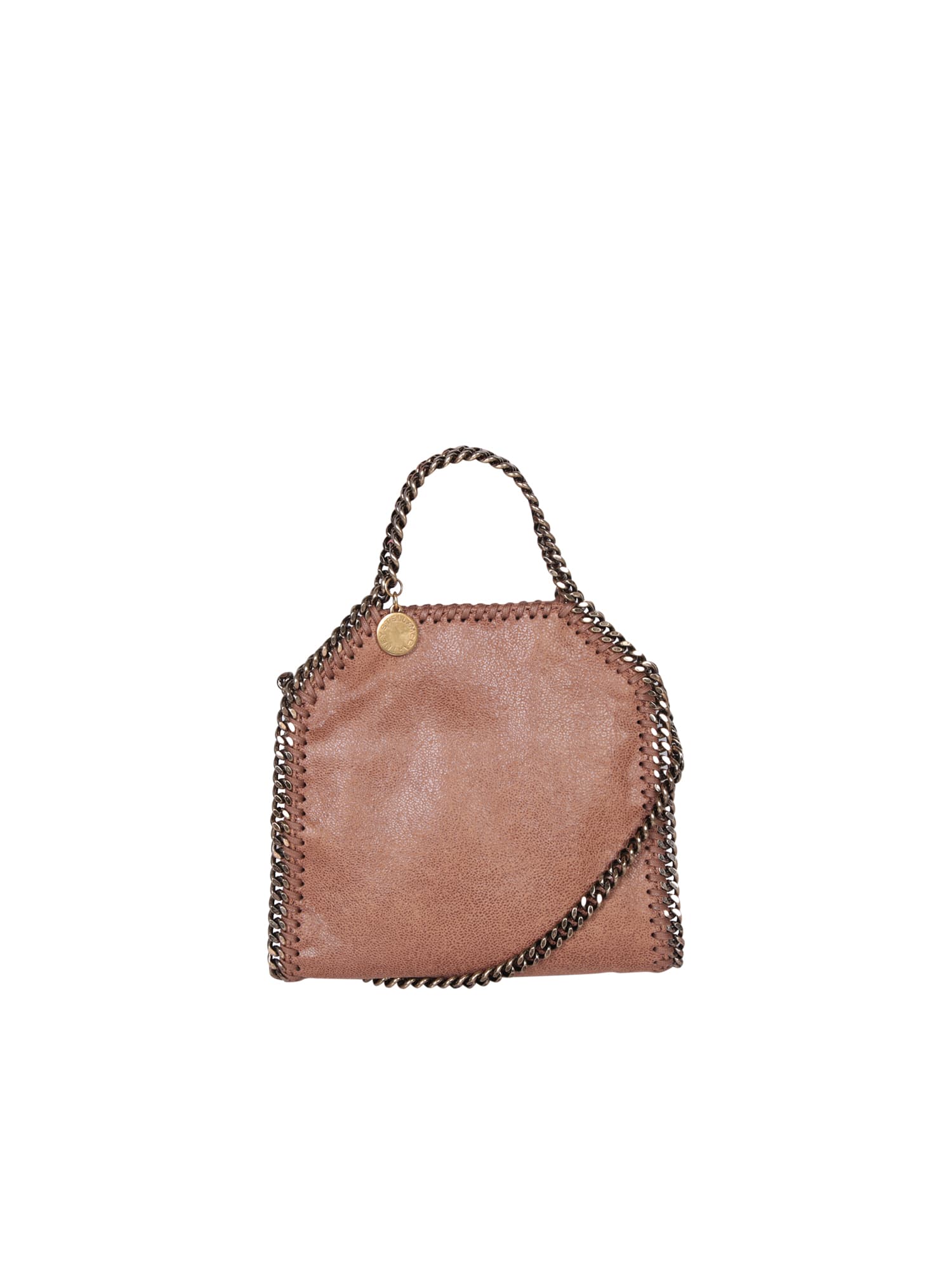 Shop Stella Mccartney Falabella Tiny Pecan Gold Bag In Brown