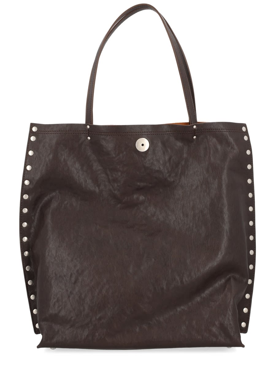 Zanellato Shoulder Bag With Studded Accents And Dual Handles In Brown