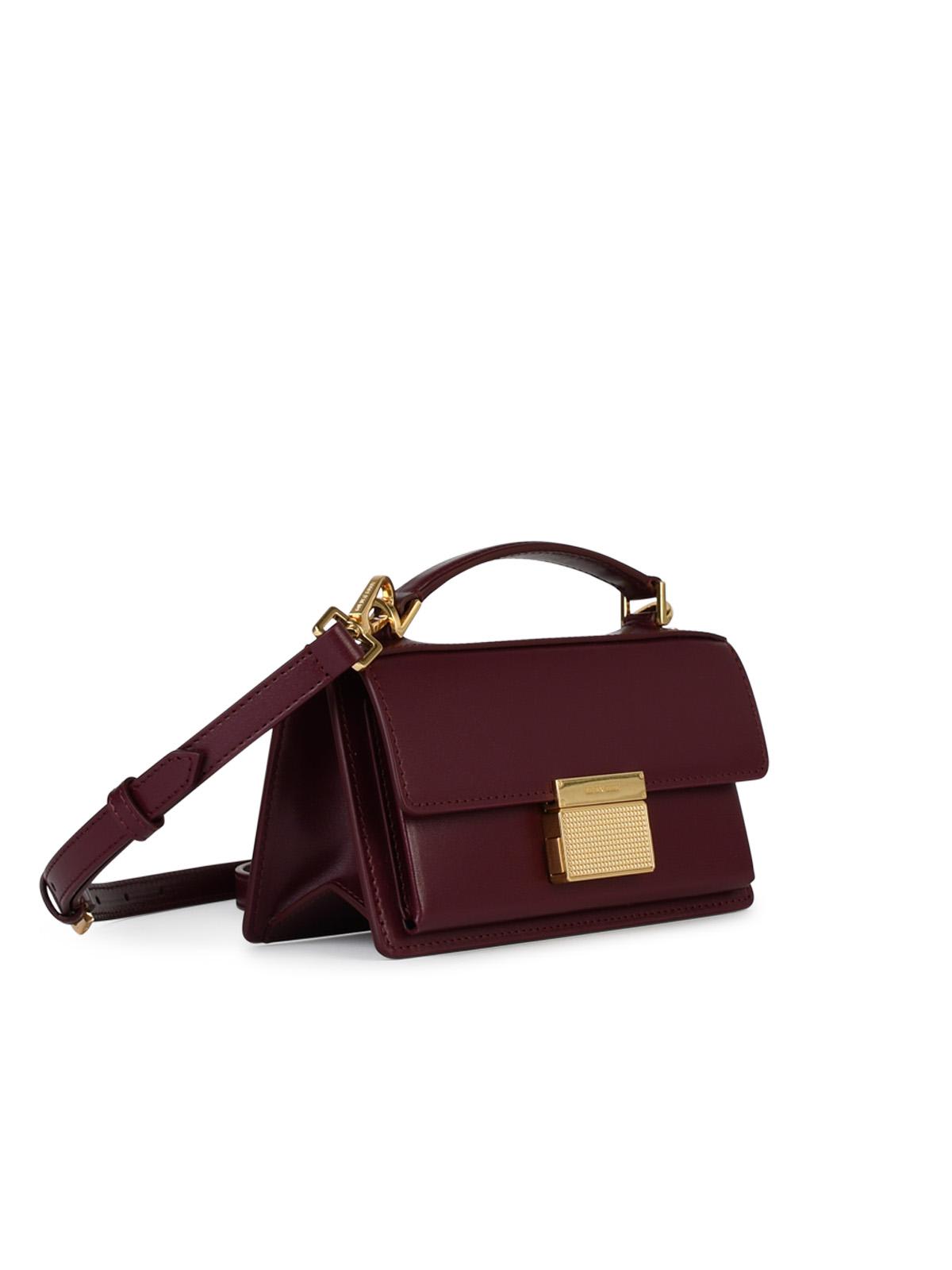 Shop Golden Goose Small Venezia Beige Palmellata Leather Bag In Burgundy