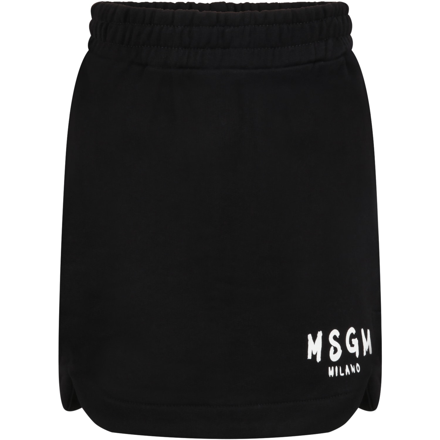 MSGM Black Skirt For Girl With White Logo