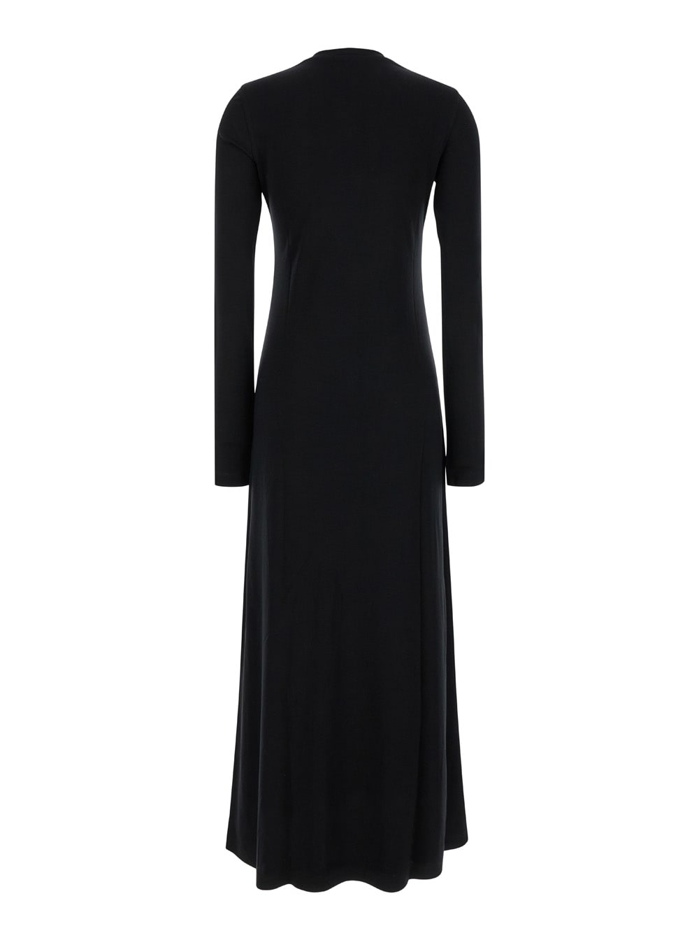 Shop Totême Long Black Relaxed Dress In Jersey Woman