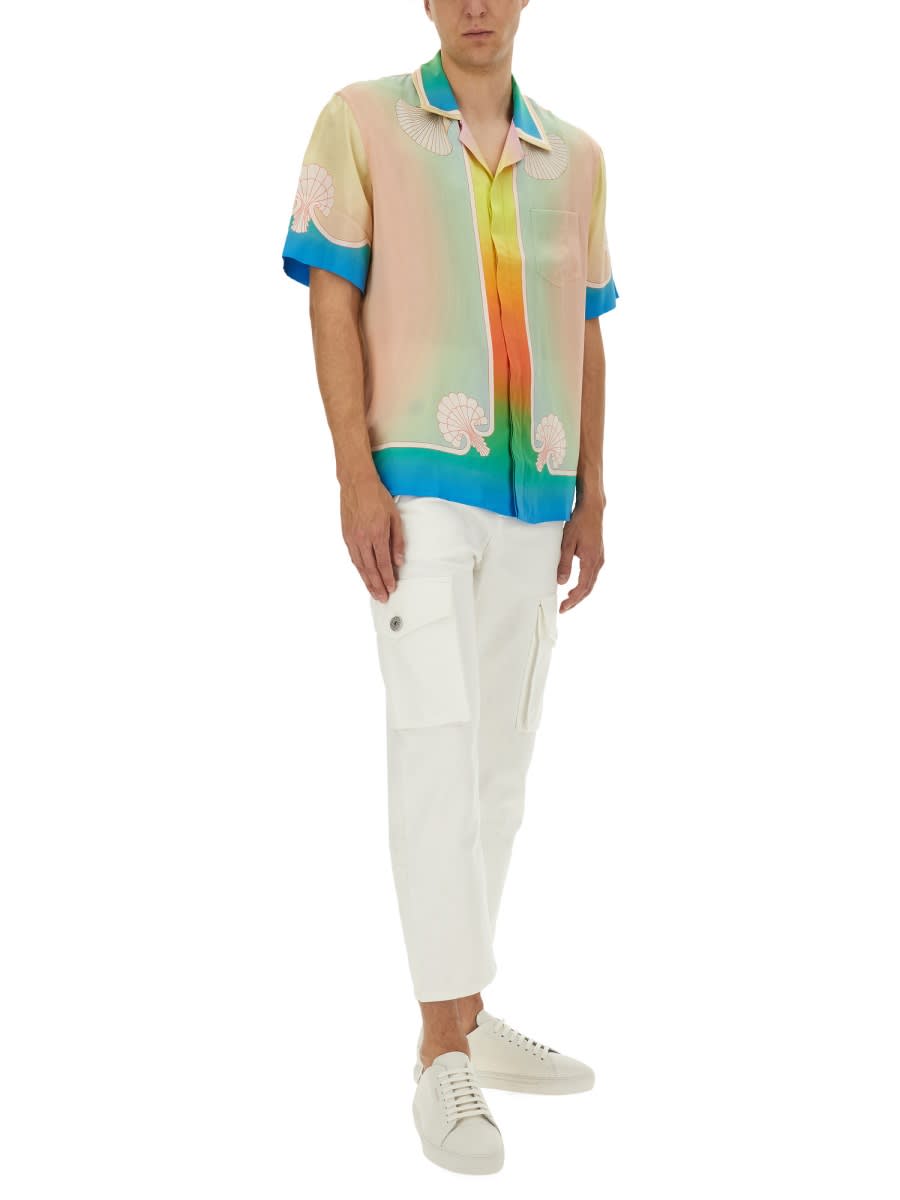Casablanca Silk Short Sleeve Printed Shirt In Multi