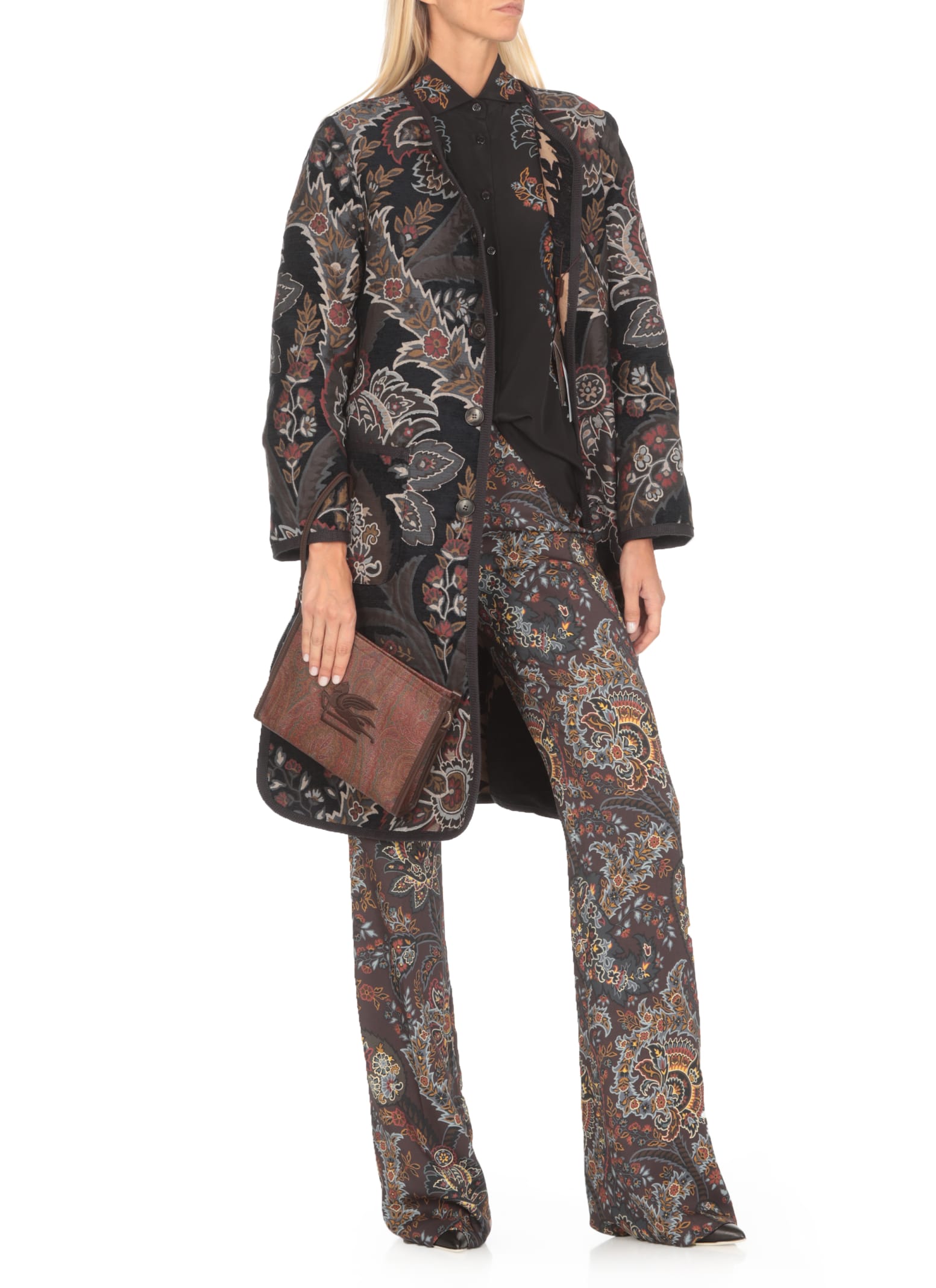 Shop Etro Reversible Coat With Print In Multicolour