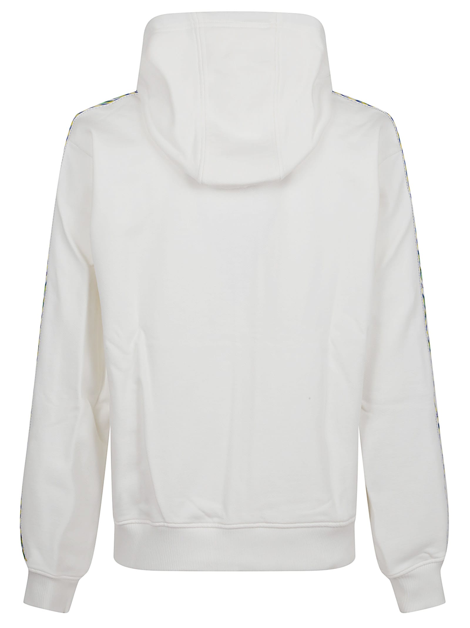 Casablanca Zip-up Hooded Sweatshirt With Patterned Accents In White