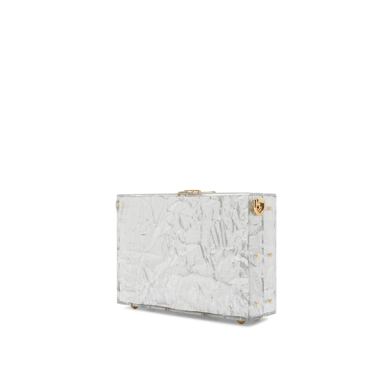 Shop Dolce & Gabbana Metallic Box Mini Bag In Silver