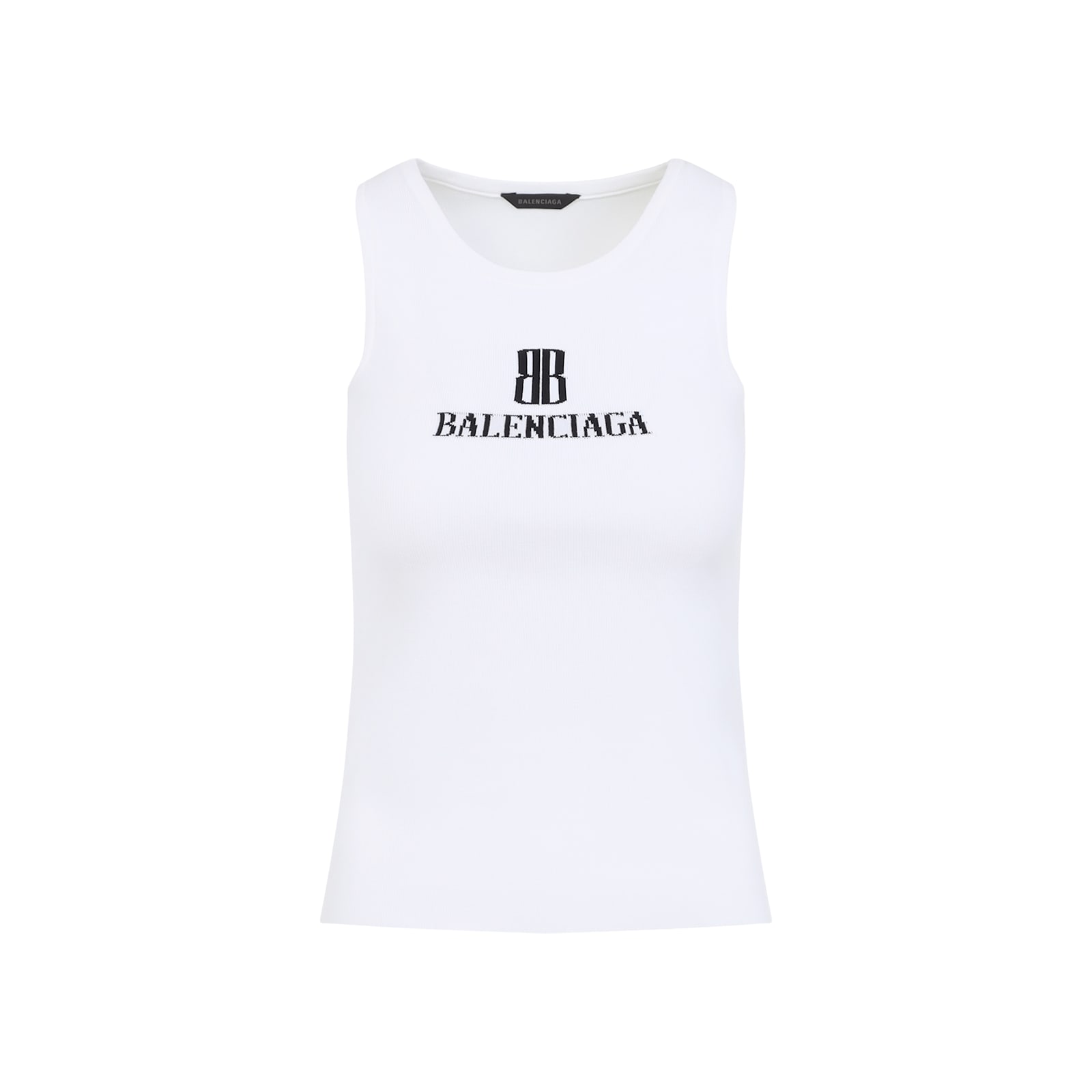 Balenciaga Ribbed Viscose Blend Tank Top In White