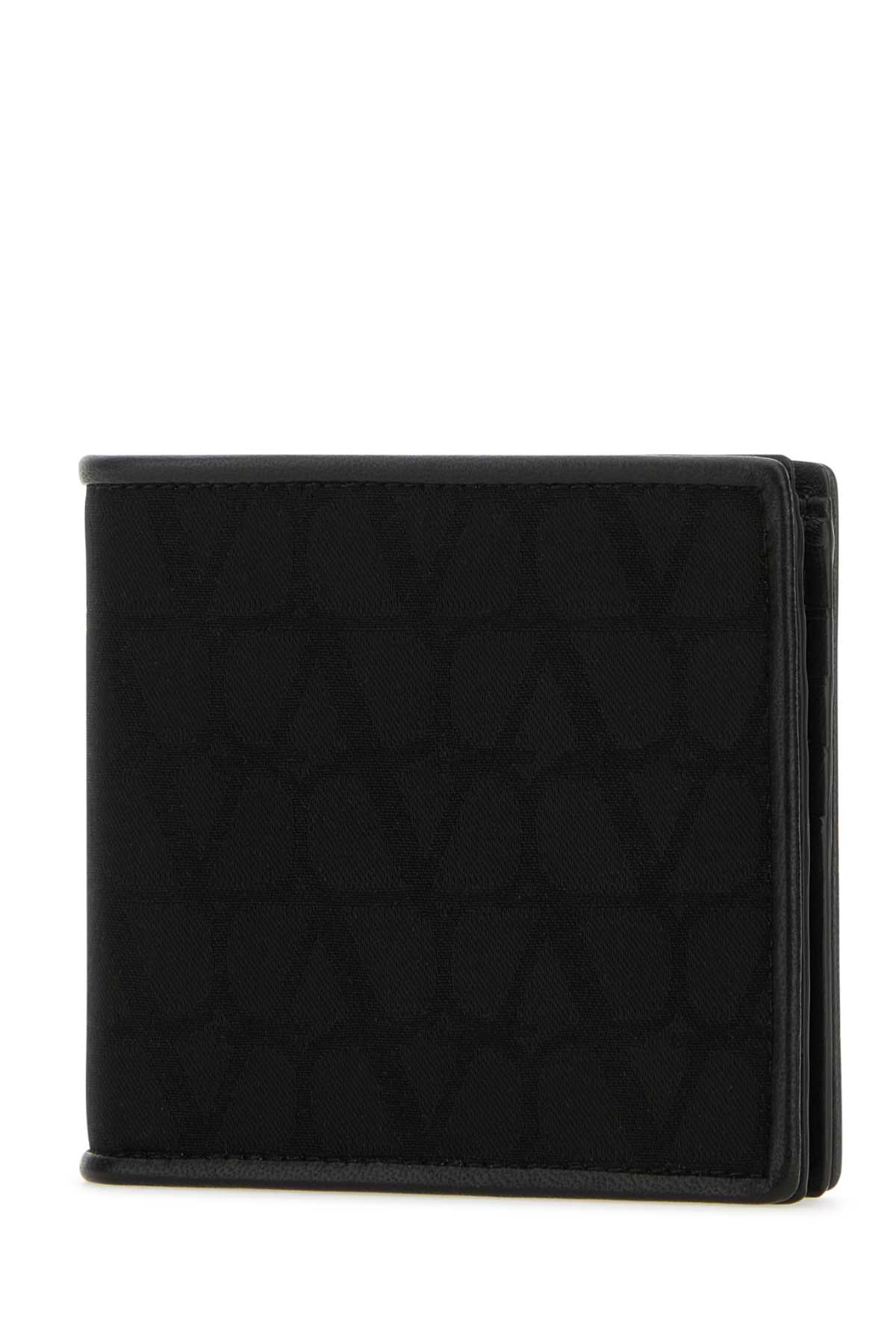 Valentino Garavani Black Fabric Toile Iconographe Wallet In Nero