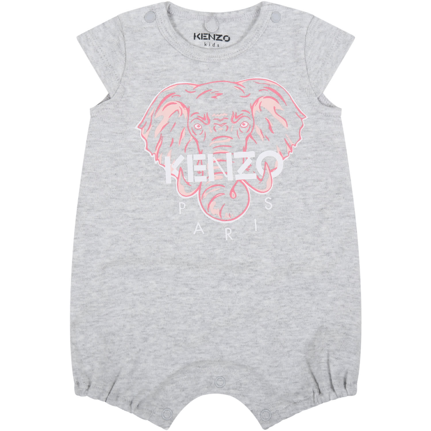 Kenzo Kids Grey Romper For Babygril With Elephant