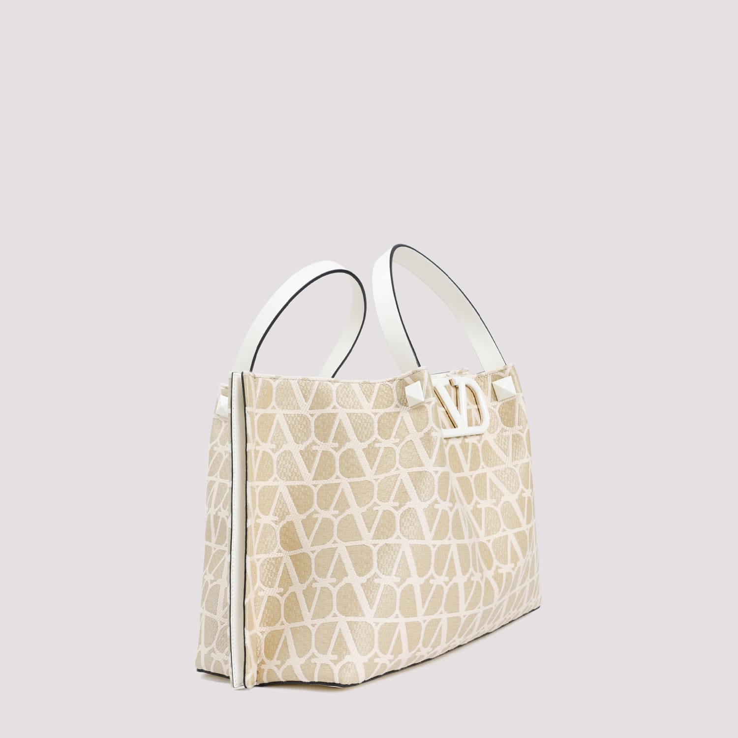 Shop Valentino Vlogo Medium Tote In Naturale Ivory