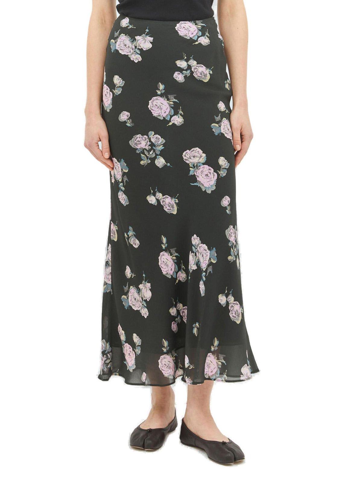 Floral Printed Crepe Maxi Skirt