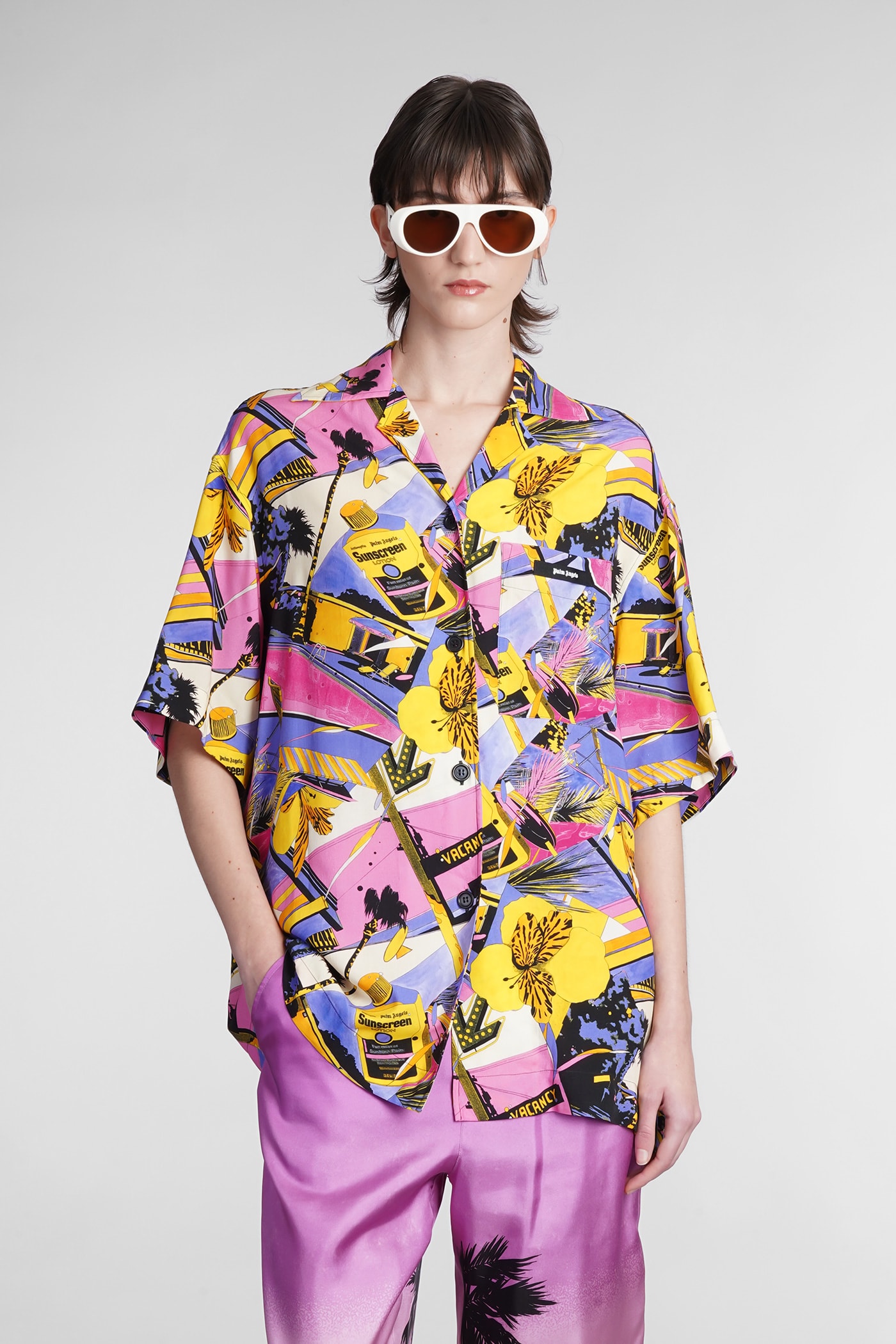 Palm Angels Shirt In Multicolor Viscose