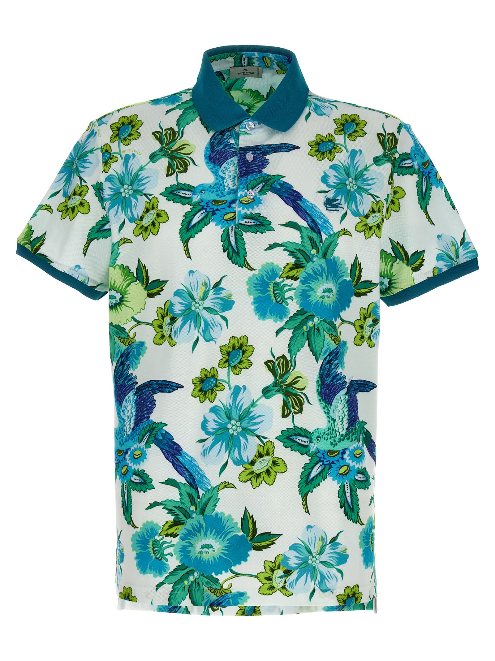 Shop Etro Patterned Polo Shirt In Light Blue