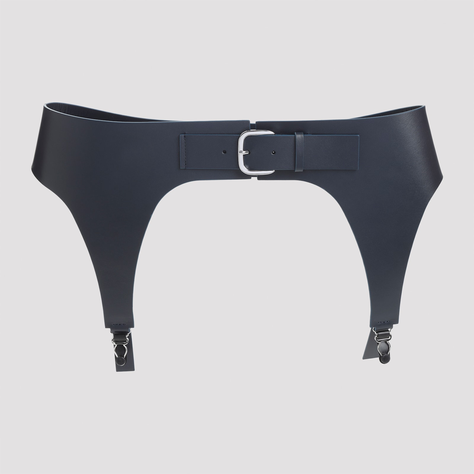 Jean Paul Gaultier Adjustable Leather Garter Belt With Metal Hardware In Black