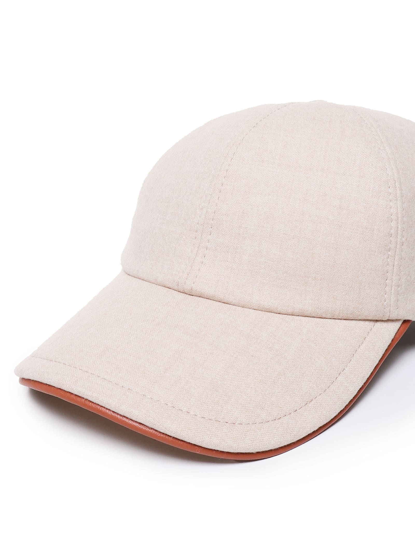 Shop Eleventy Baseball Hat In Cotton In Beige, Leather