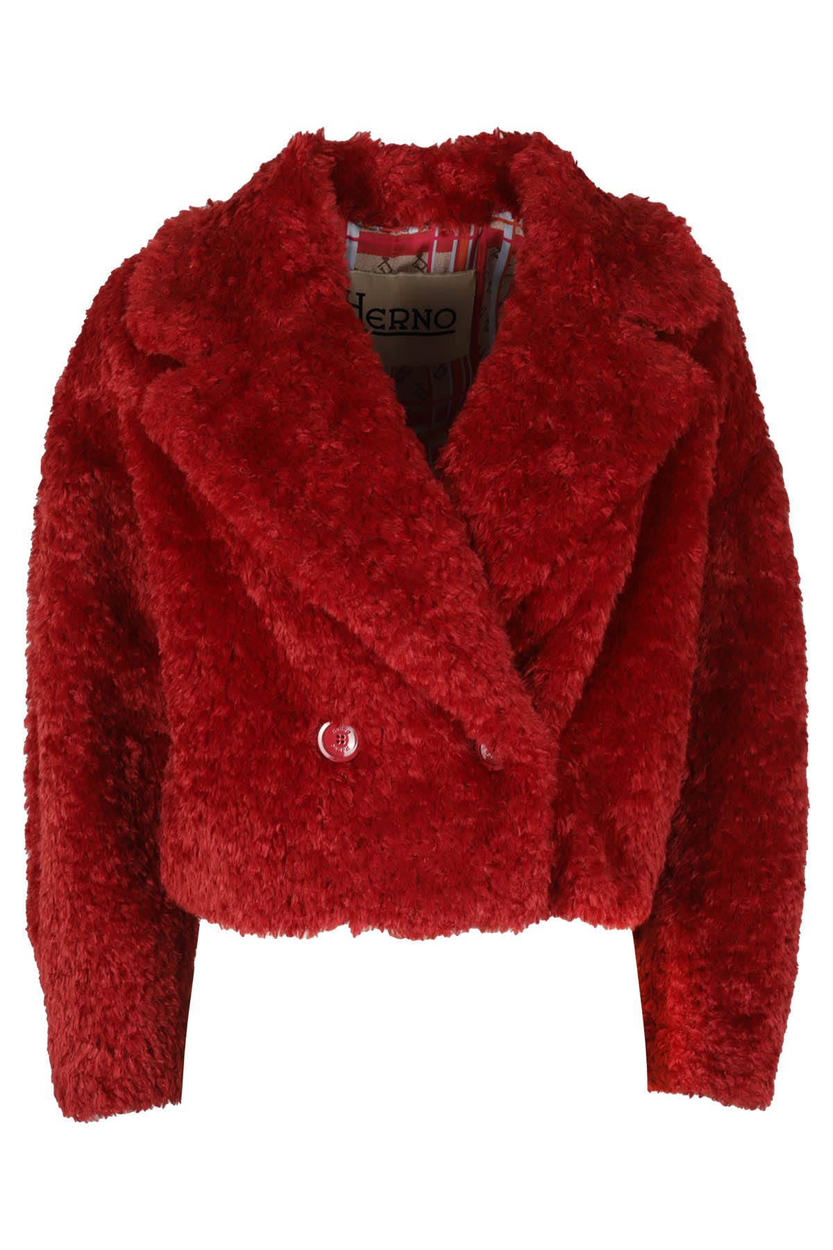 Herno Cropped Fur Jacket In Barolo