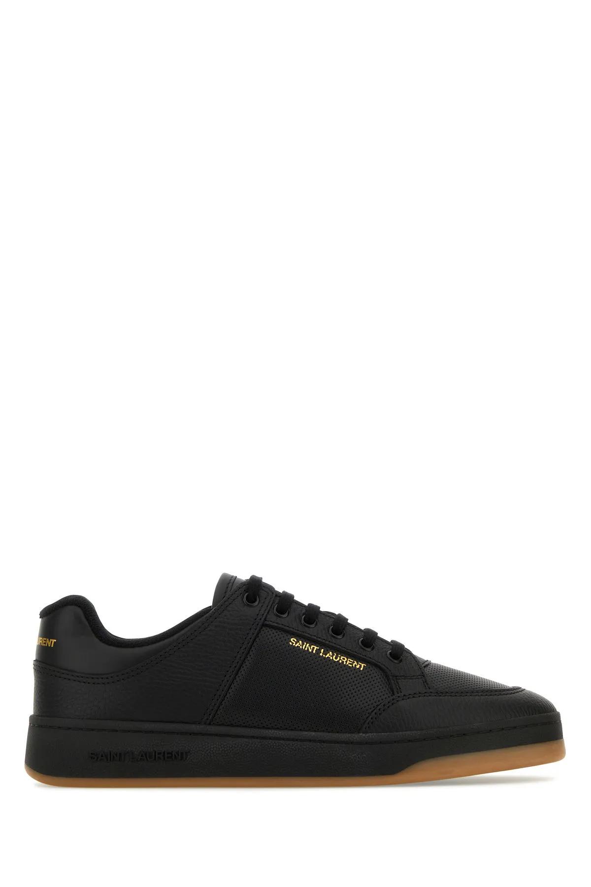 Shop Saint Laurent Black Leather Sneakers