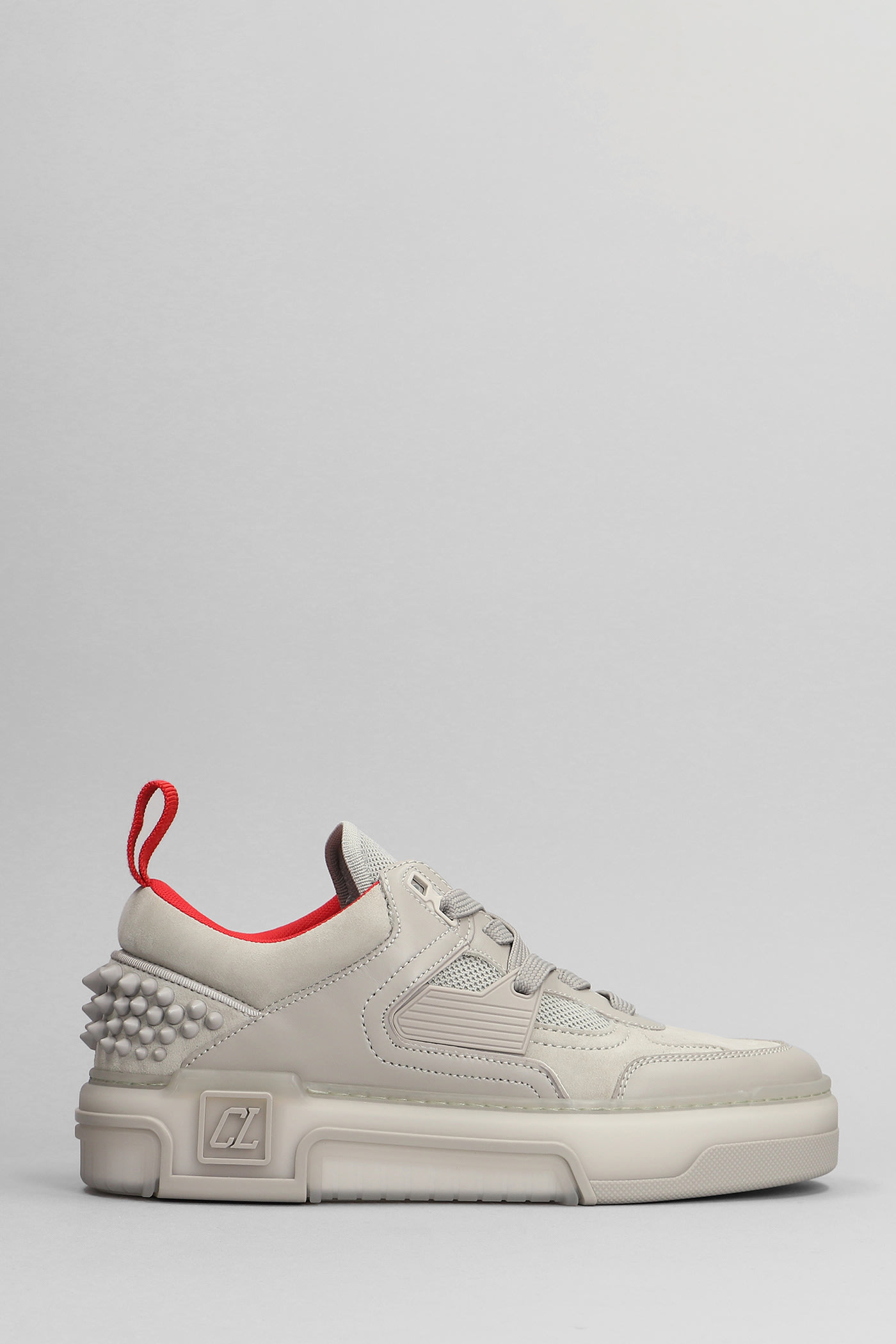 Shop Christian Louboutin Astroloubi Sneakers In Grey Suede And Leather