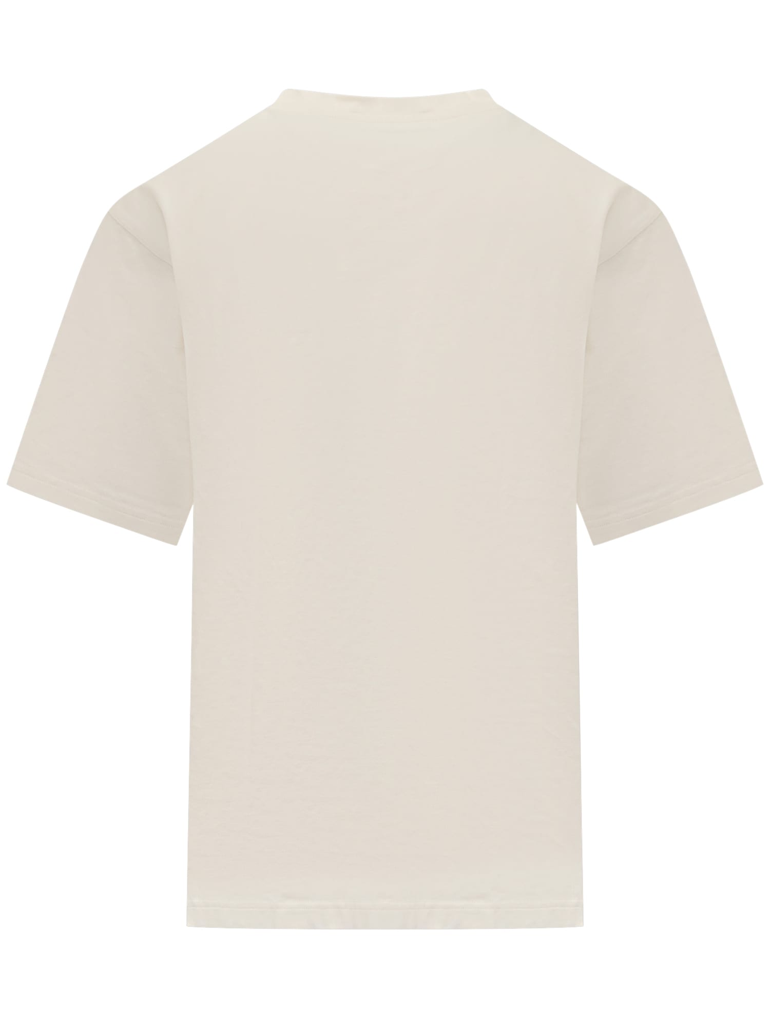 Dolce & Gabbana Knitted Crew Neck T-shirt With Ribbed Cuffs In Panna