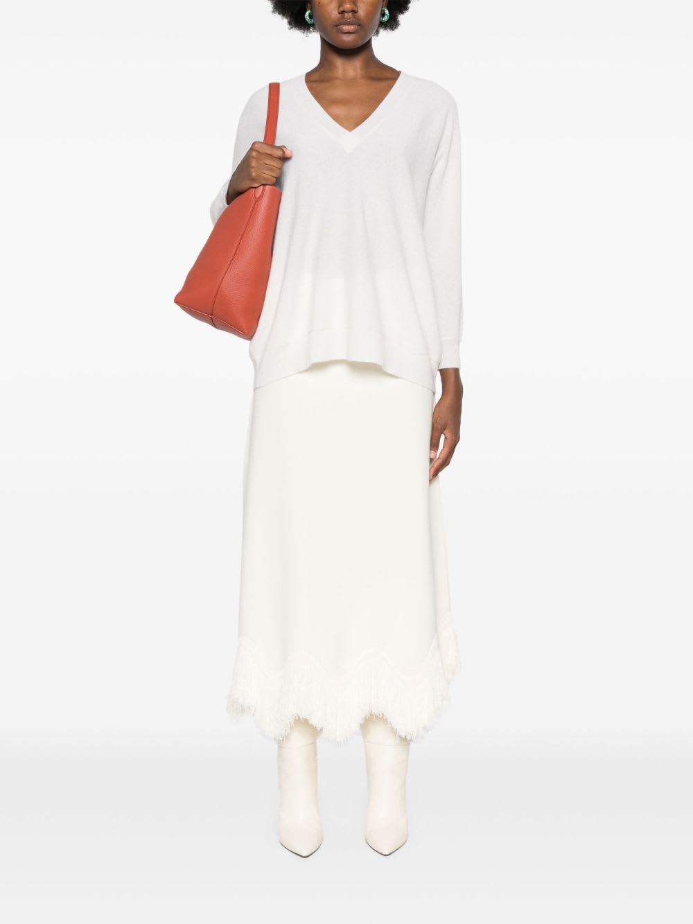 Lisa Yang White Cashmere Knitted Sweater In Multi