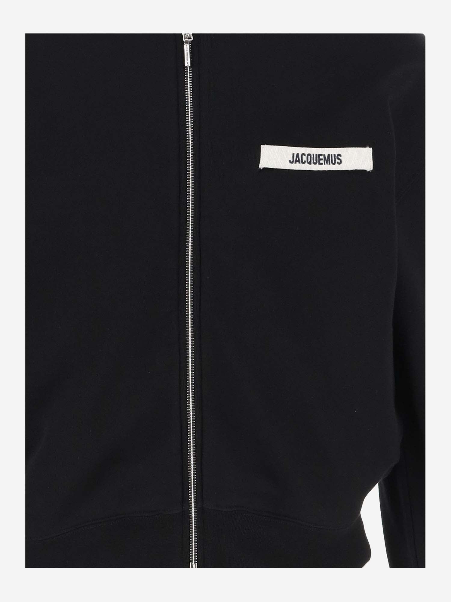 Jacquemus The Gros Grain Zip-up Hooded Sweatshirt In Black