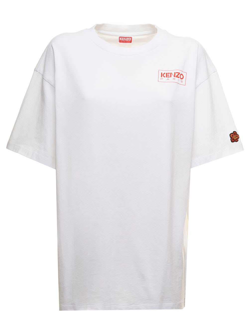 Paris White Cotton Oversize T-shirt With Logo Kenzo Woman