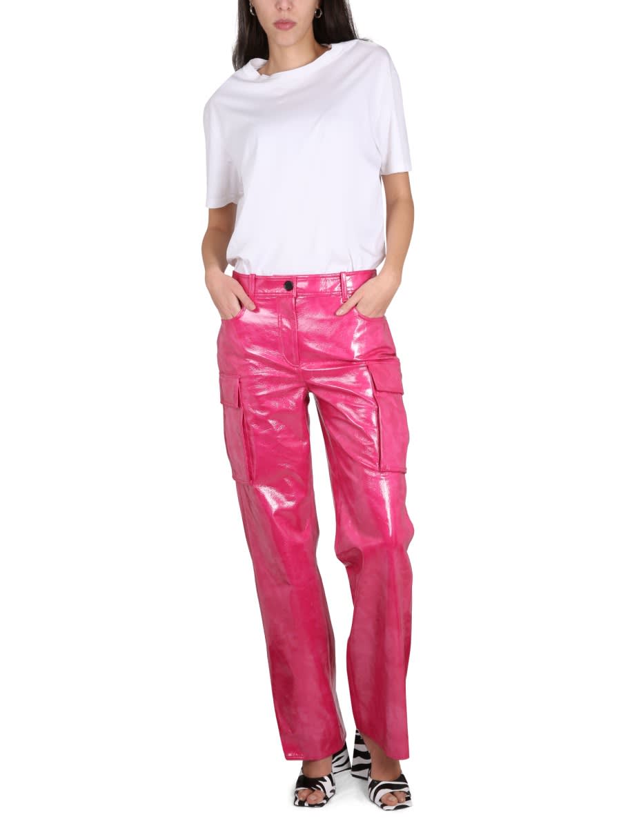 Stand Studio Pink Ada Faux-leather Trousers In Fuchsia