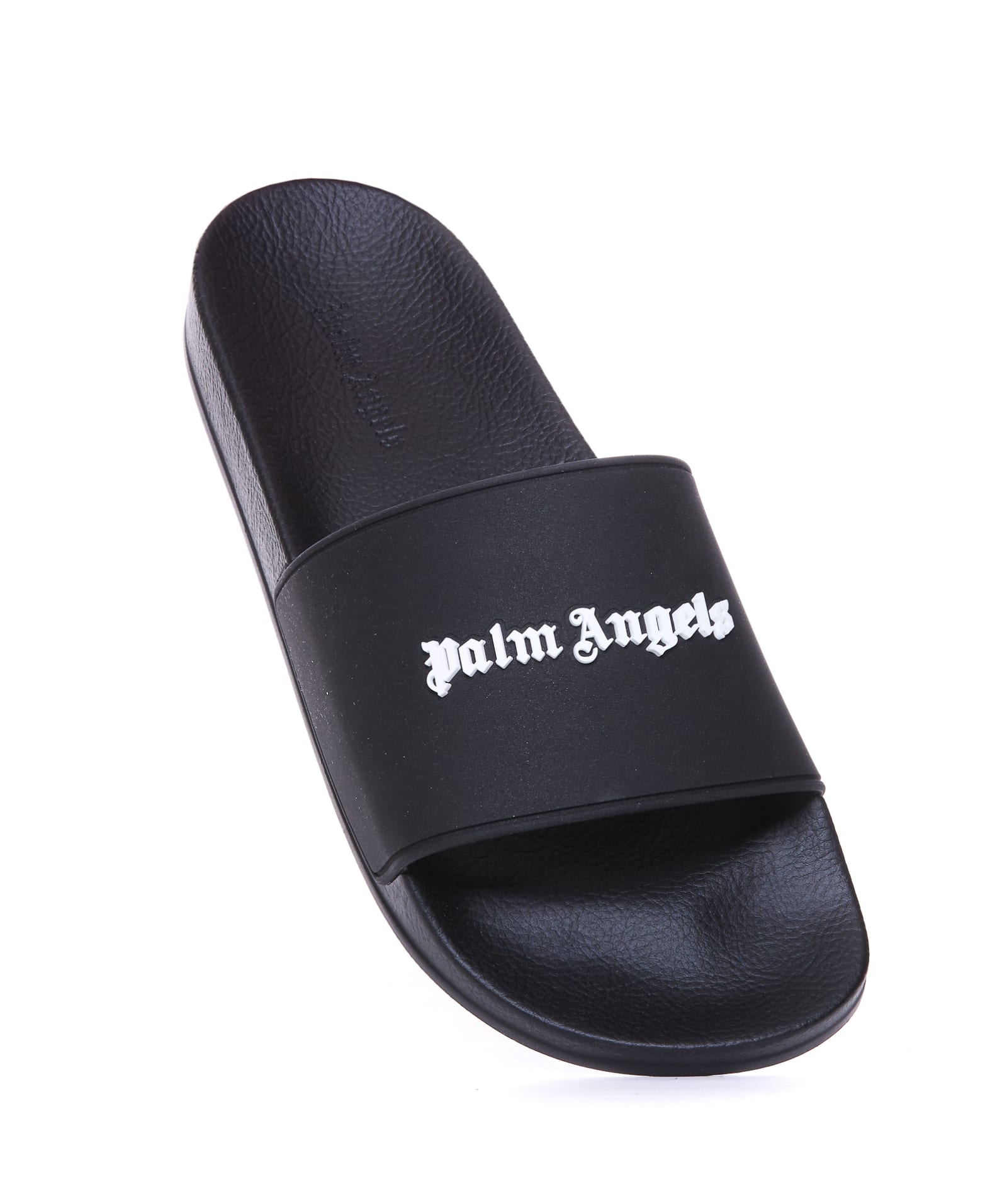 Shop Palm Angels Logo Slide Sandals In Black