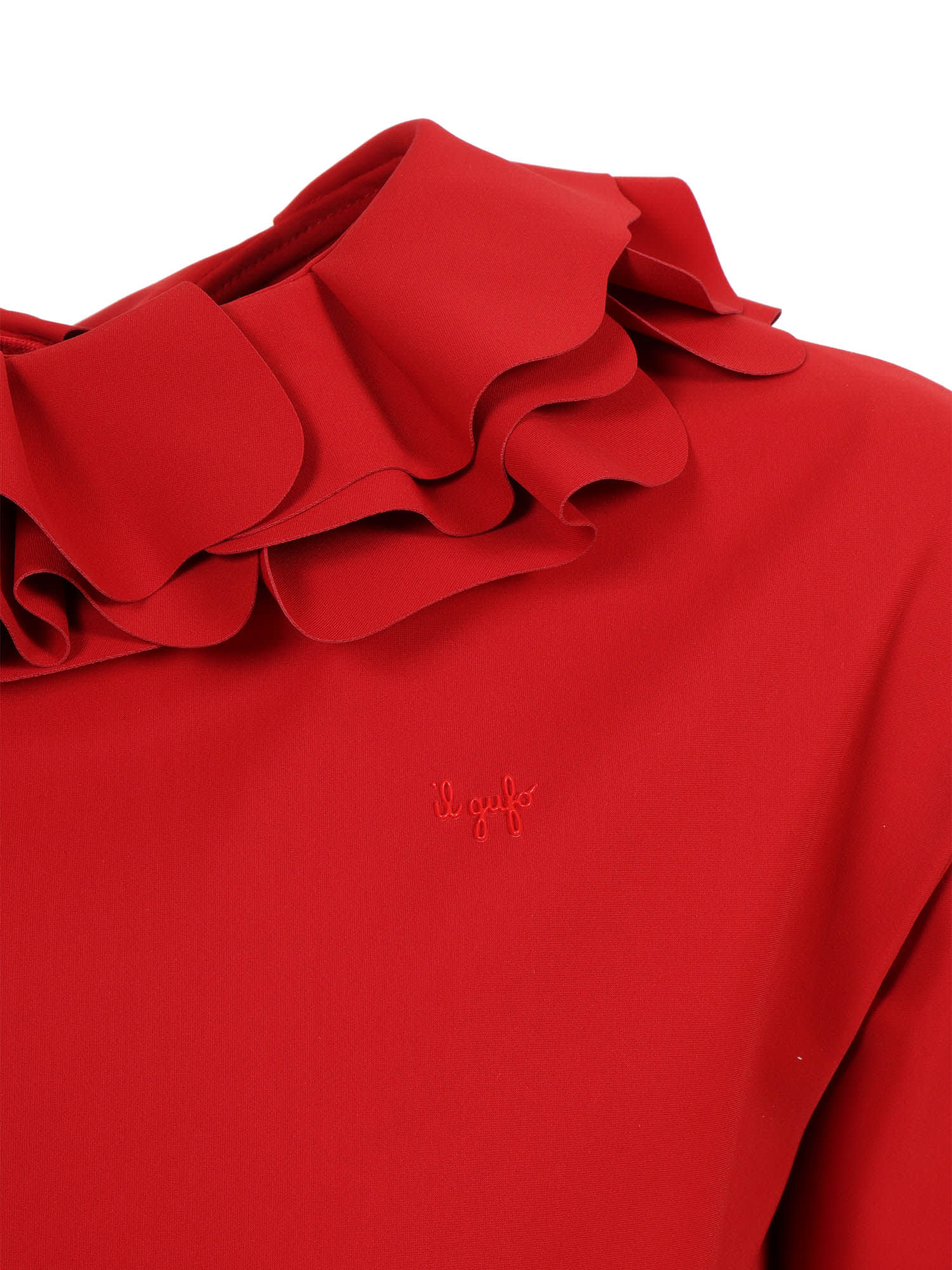 Il Gufo Ruffled Long-sleeve Dress In Red
