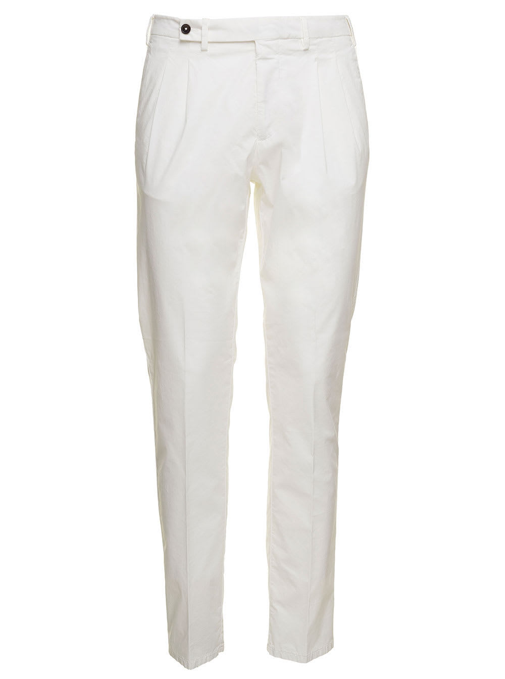Berwich Mens White Tailored Cotton Trousers