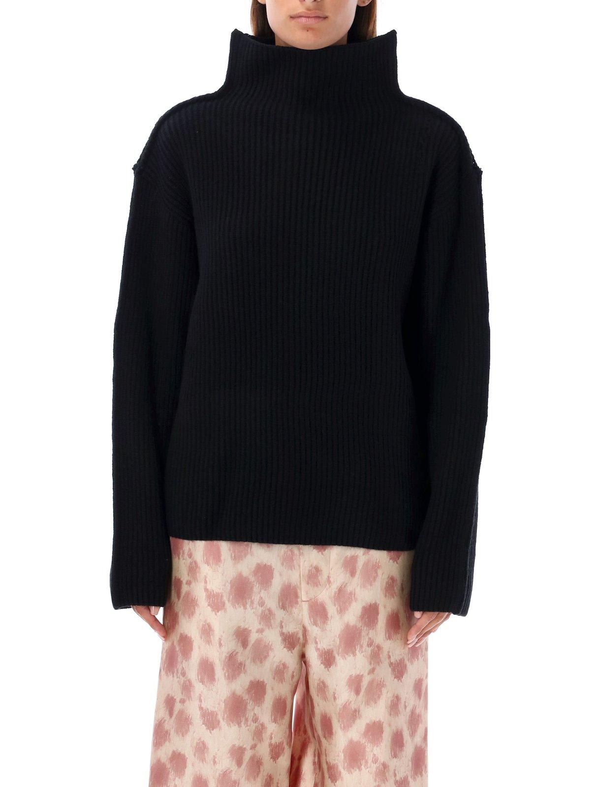 Shop Marni High Neck Knitted Jumper In Black