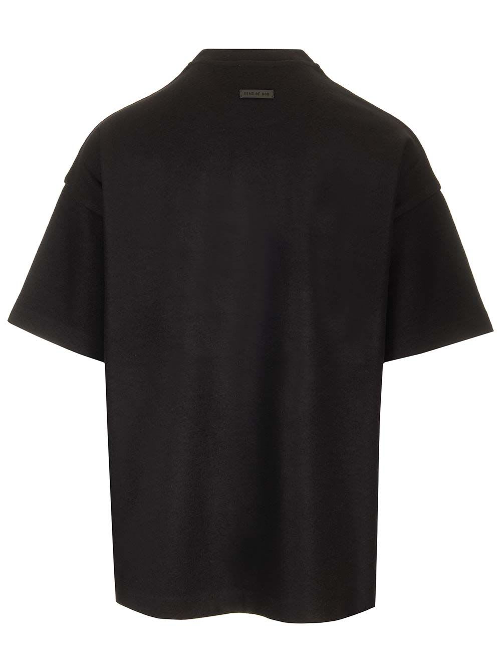 Shop Fear Of God Merino Logo Patch Short Sleeve Tee In Black